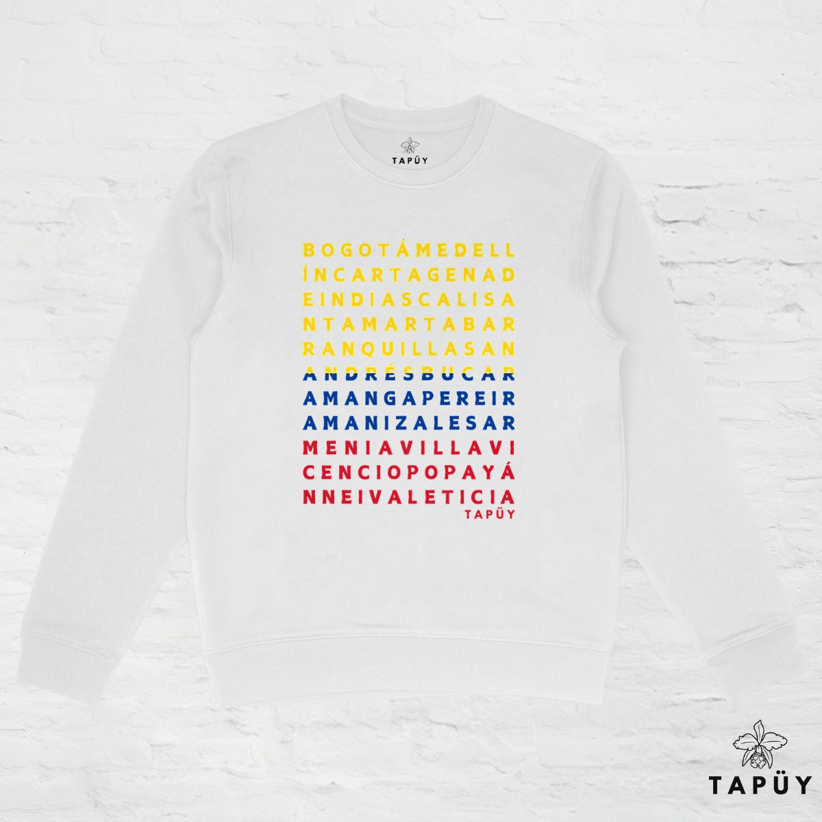 Sweatshirt Unisexe Ciudades de Colombia Blanc / XS de la marque Tapüy