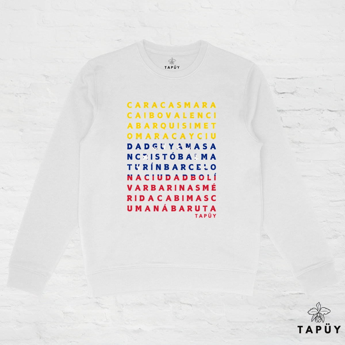 Sweatshirt Unisexe Ciudades de Venezuela Blanc / XS de la marque Tapüy