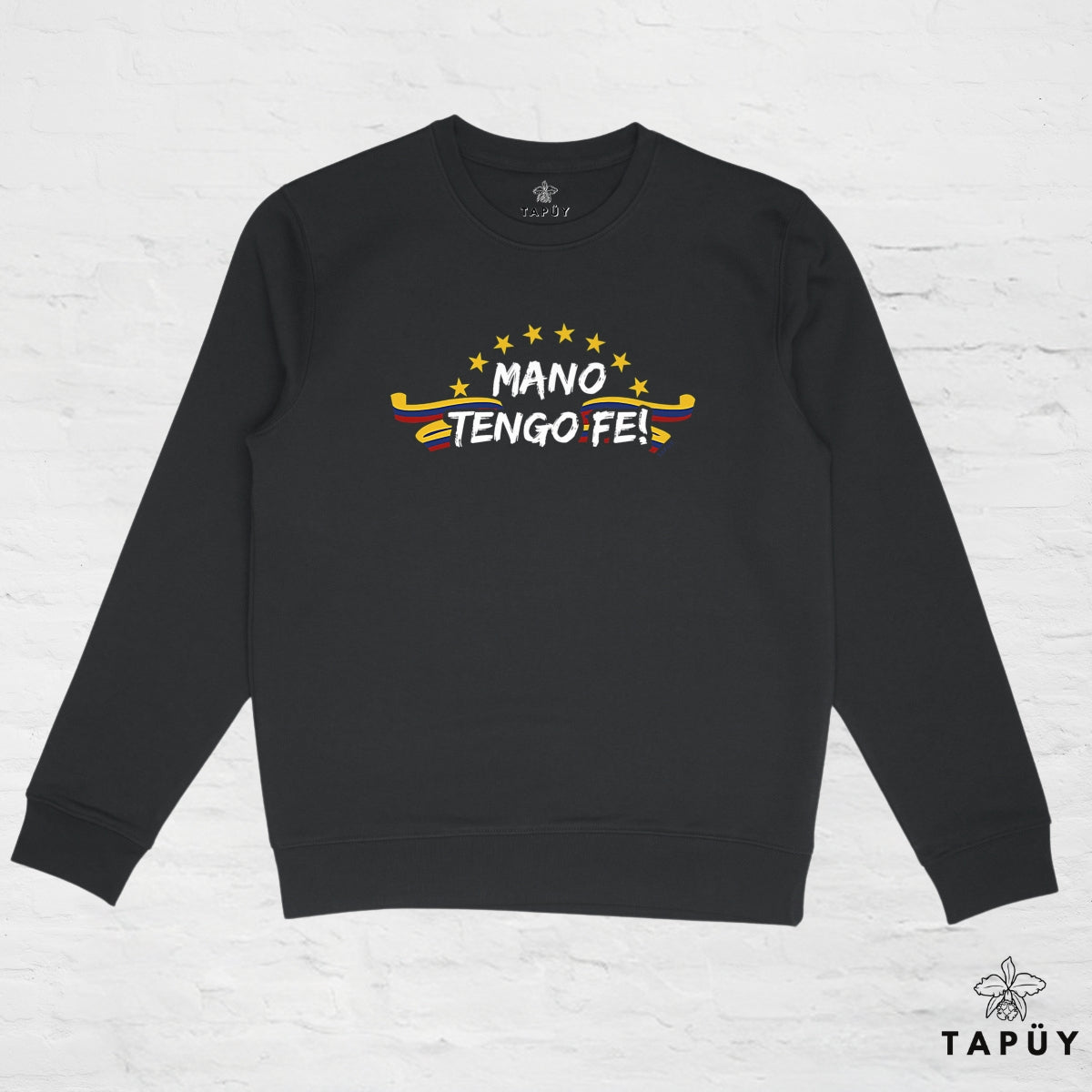 Sweatshirt Unisexe Mano Tengo Fe! Noir / XS de la marque Tapüy