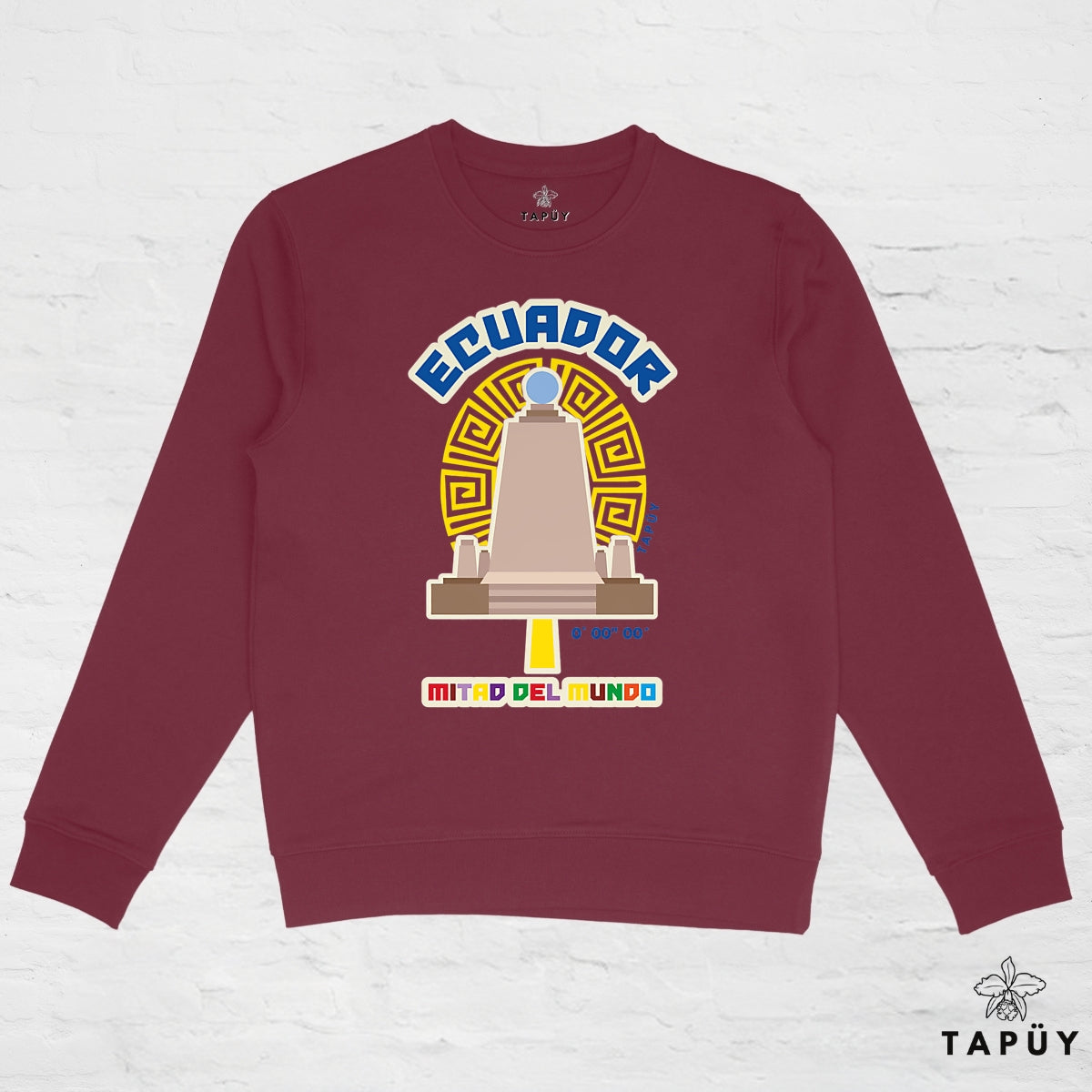 Sweatshirt Unisexe Mitad del Mundo Bordeaux / XS de la marque Tapüy