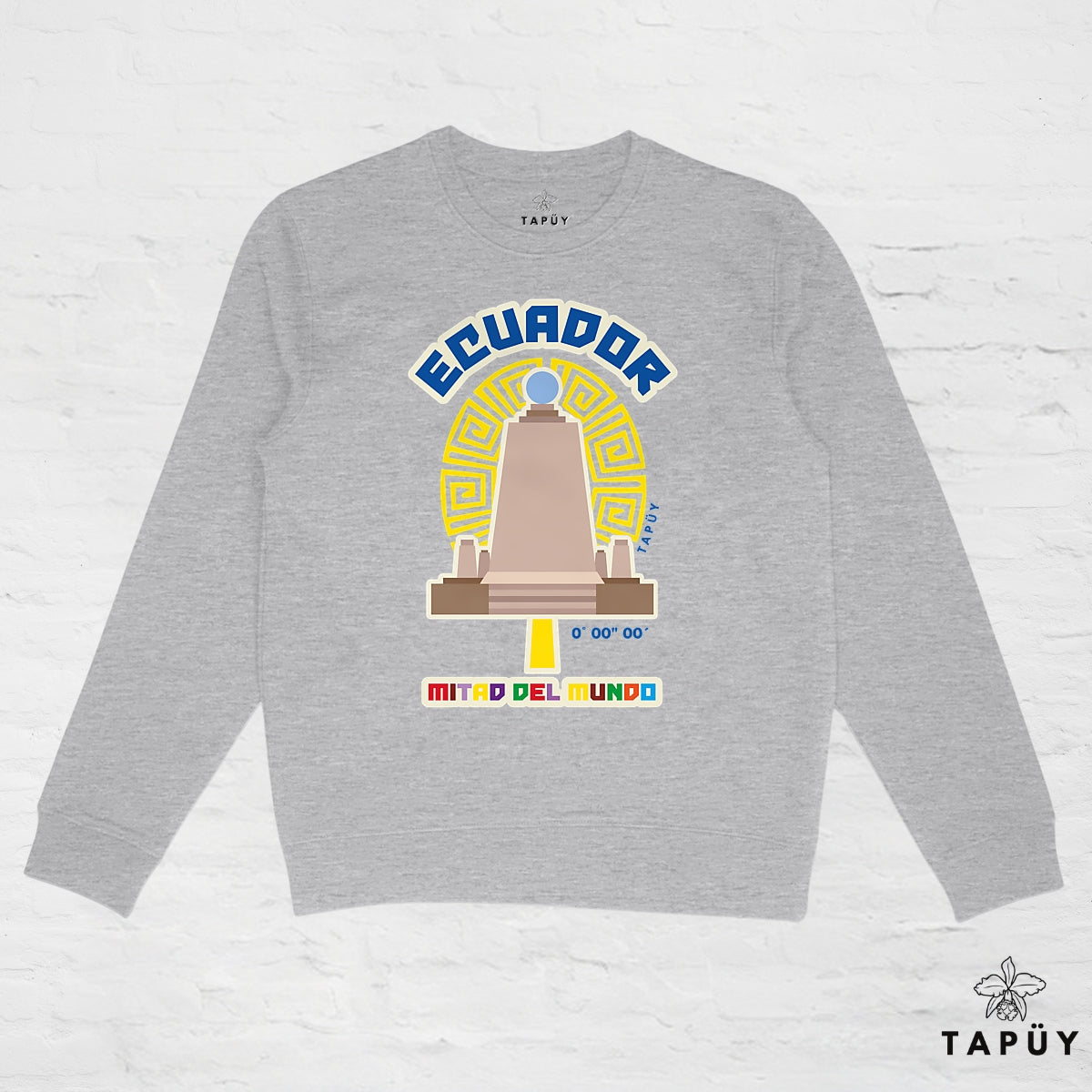 Sweatshirt Unisexe Mitad del Mundo Gris / XS de la marque Tapüy