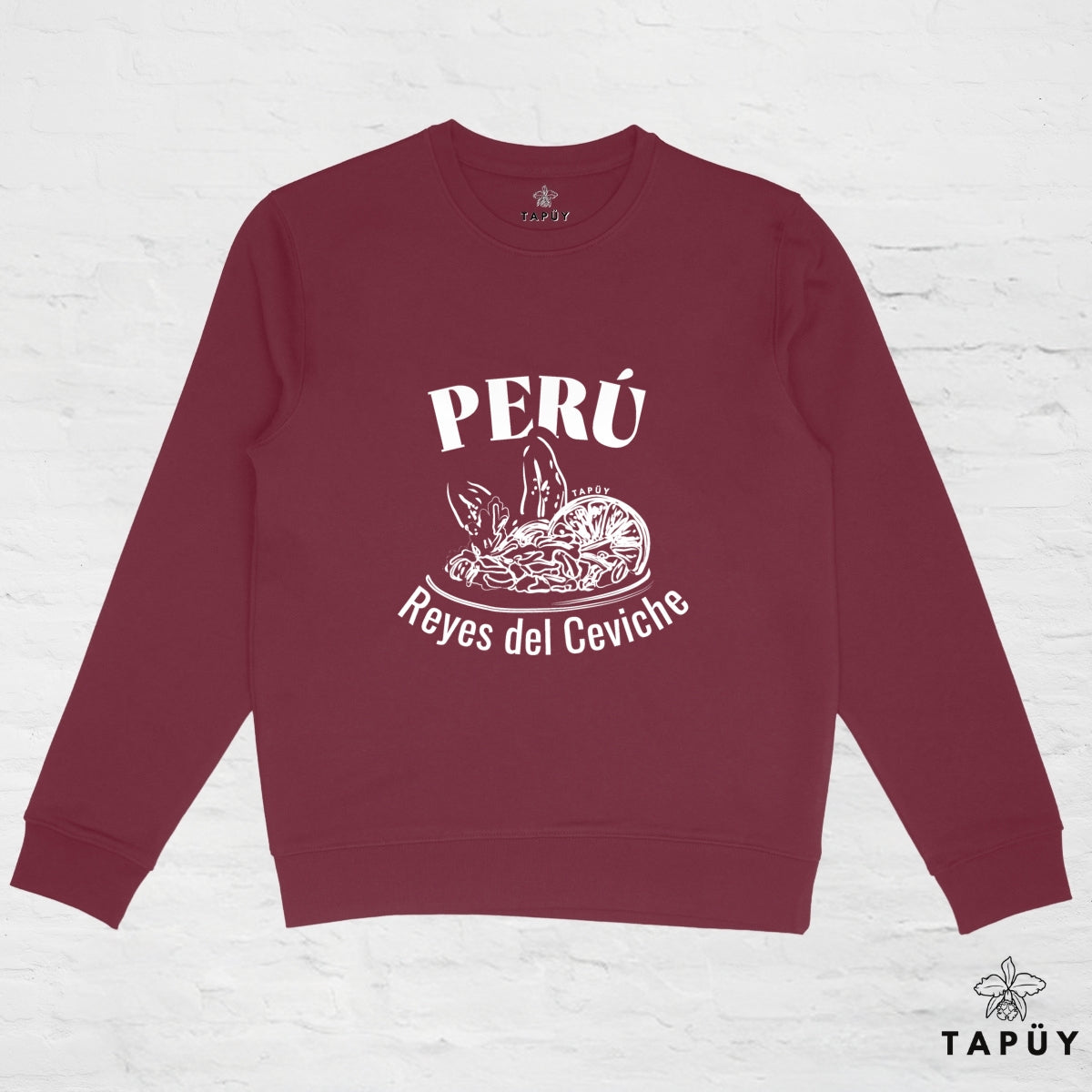 Sweatshirt Unisexe Reyes del Ceviche Bordeaux / XS de la marque Tapüy