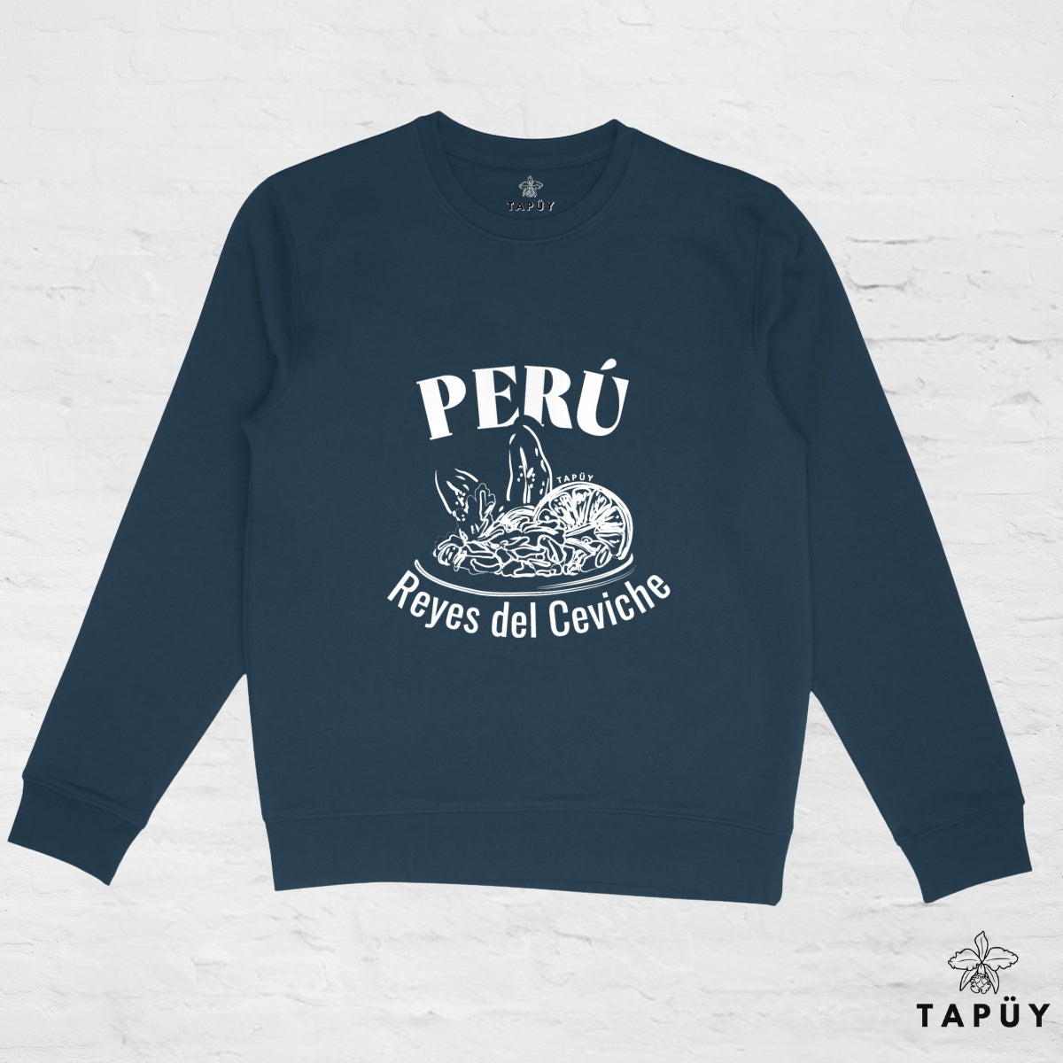 Sweatshirt Unisexe Reyes del Ceviche Bleu Marine / XS de la marque Tapüy