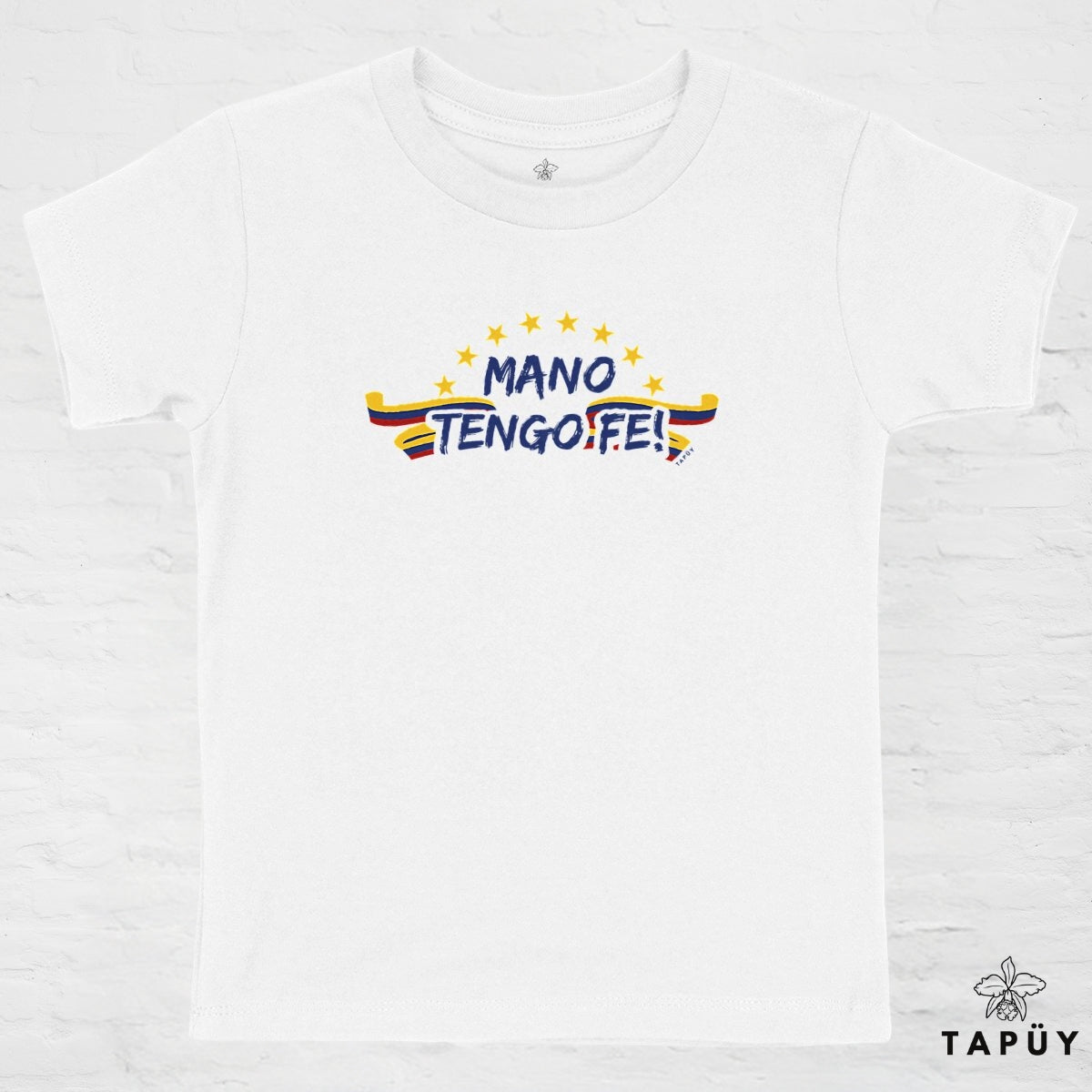 T-Shirt Enfant Mano Tengo Fe! Blanc / 4-6 de la marque Tapüy