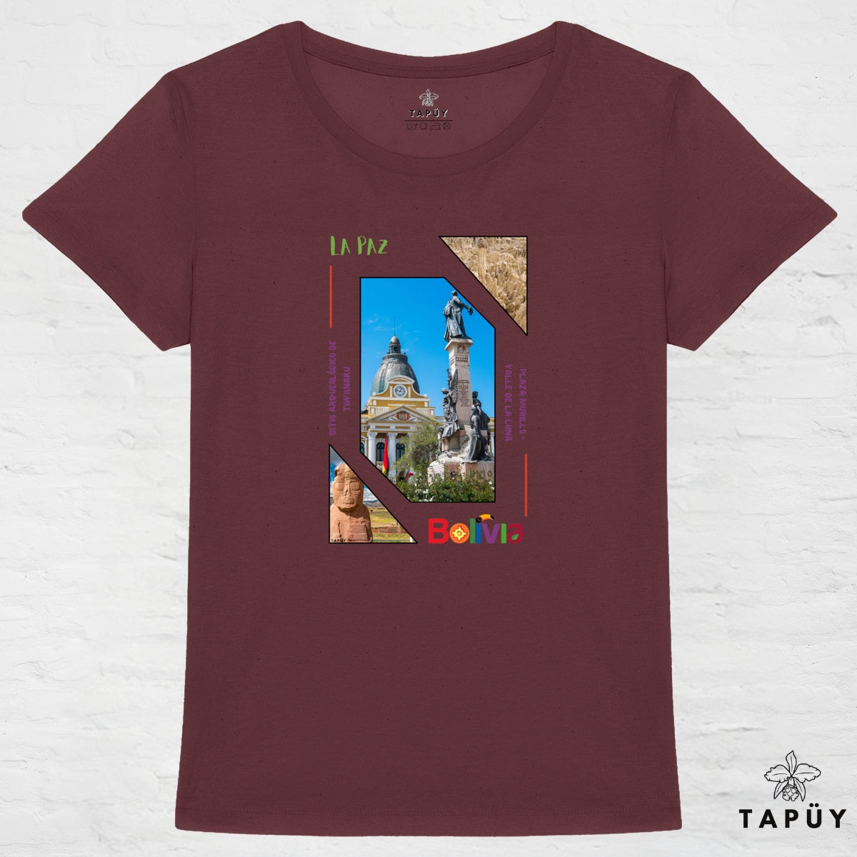 T-Shirt Femme Capital La Paz Bordeaux / XS de la marque Tapüy