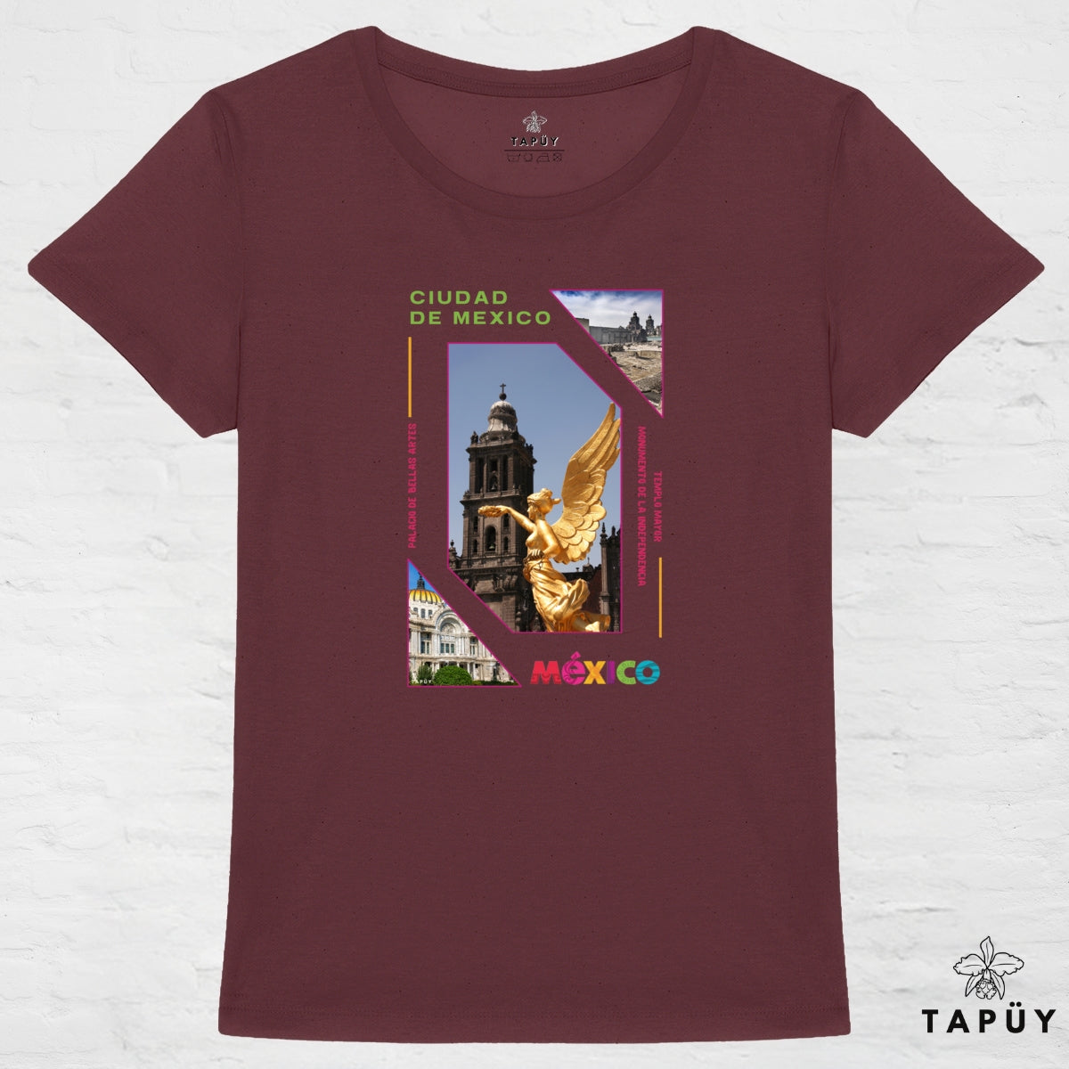 T-Shirt Femme Capital Ciudad de México Bordeaux / XS de la marque Tapüy