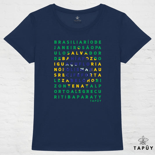 T-Shirt Femme Cidades do Brasil Bleu Marine / XS de la marque Tapüy