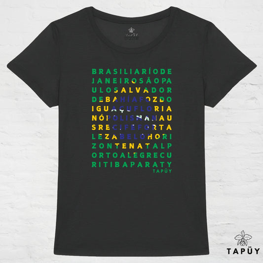 T-Shirt Femme Cidades do Brasil Noir / XS de la marque Tapüy