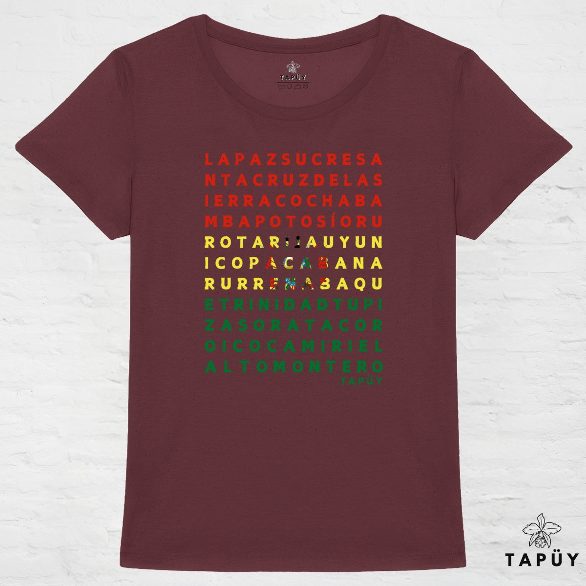 T-Shirt Femme Ciudades de Bolivia Bordeaux / XS de la marque Tapüy