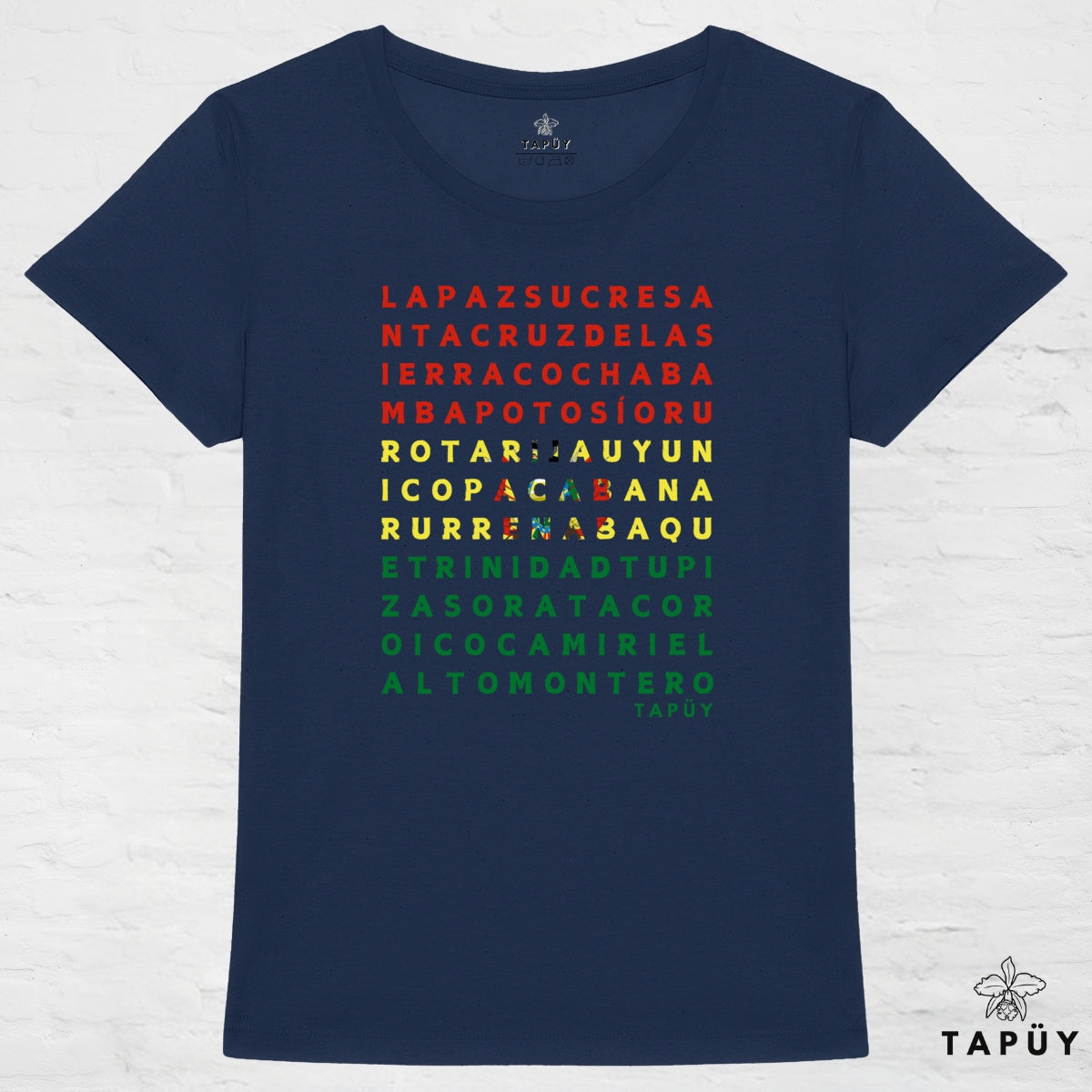 T-Shirt Femme Ciudades de Bolivia Bleu Marine / XS de la marque Tapüy