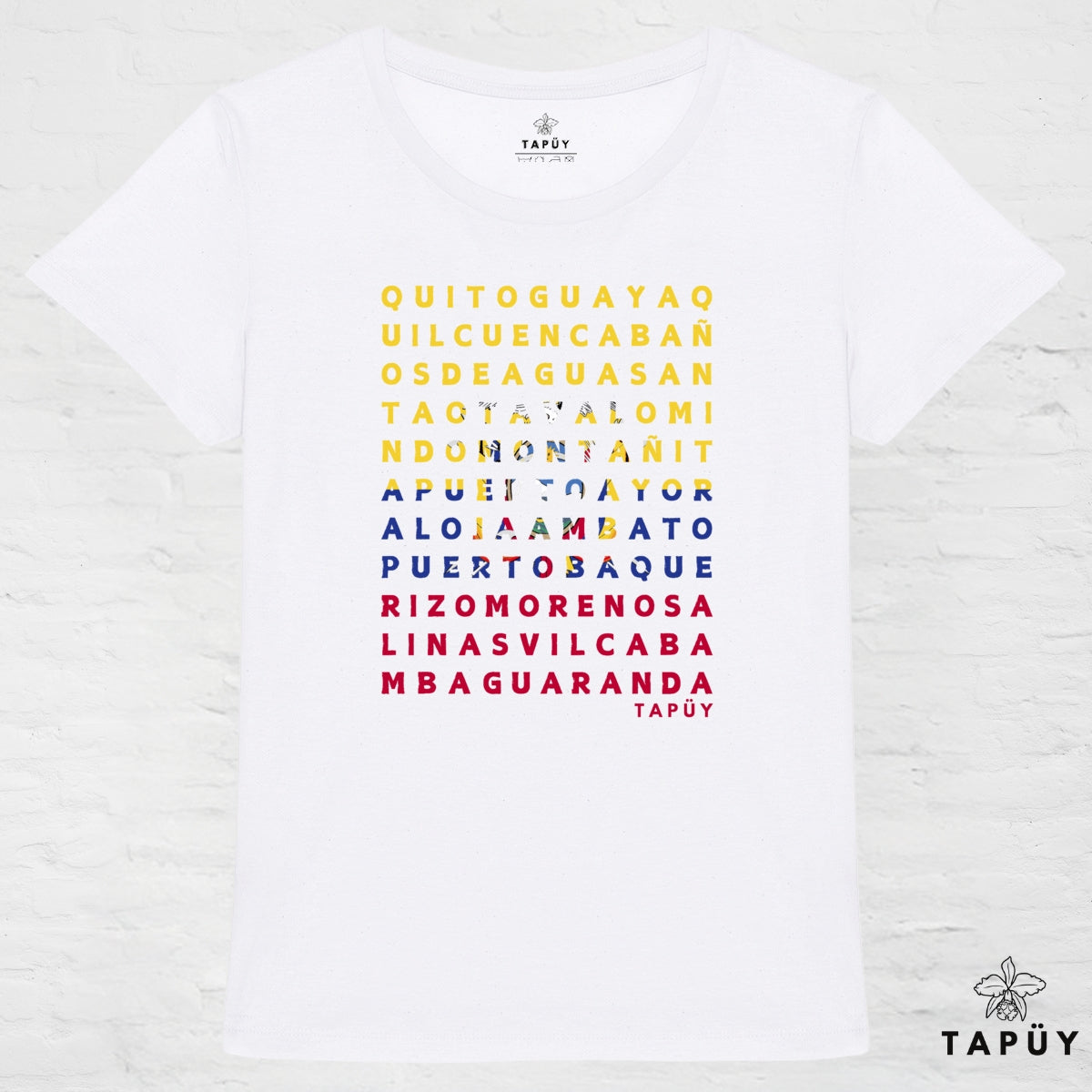 T-Shirt Femme Ciudades de Ecuador Blanc / XS de la marque Tapüy