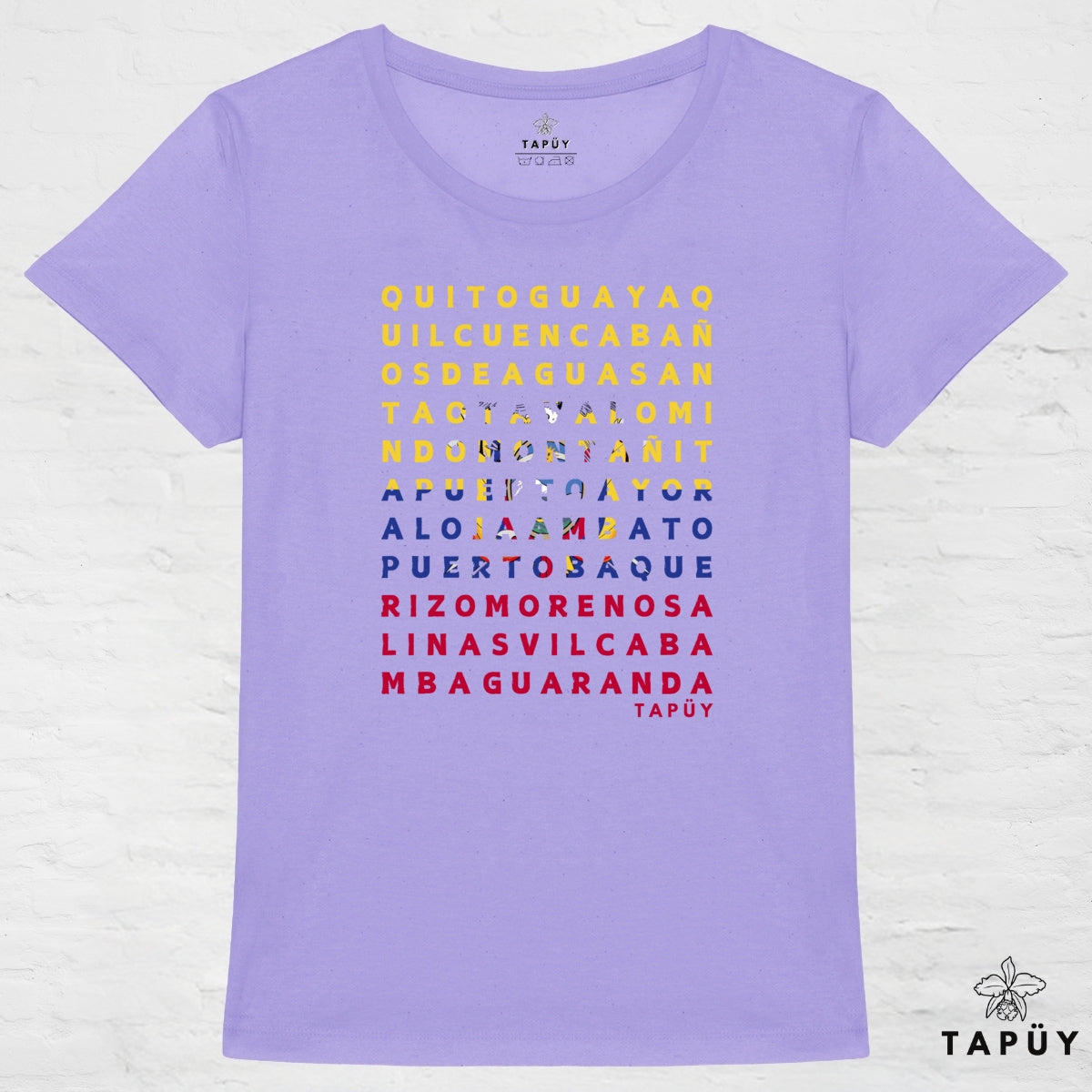 T-Shirt Femme Ciudades de Ecuador Lavande / XS de la marque Tapüy