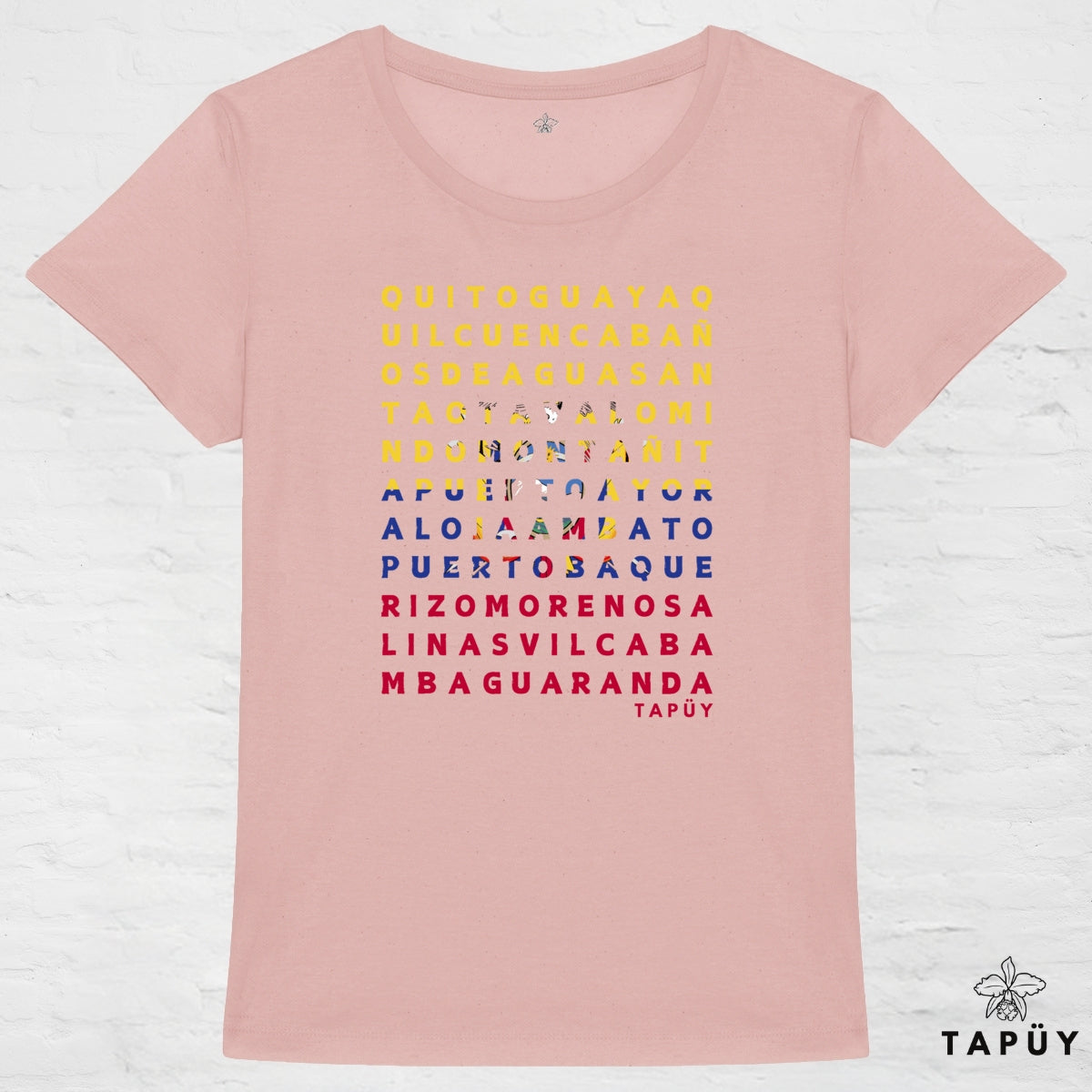 T-Shirt Femme Ciudades de Ecuador Rose / XS de la marque Tapüy