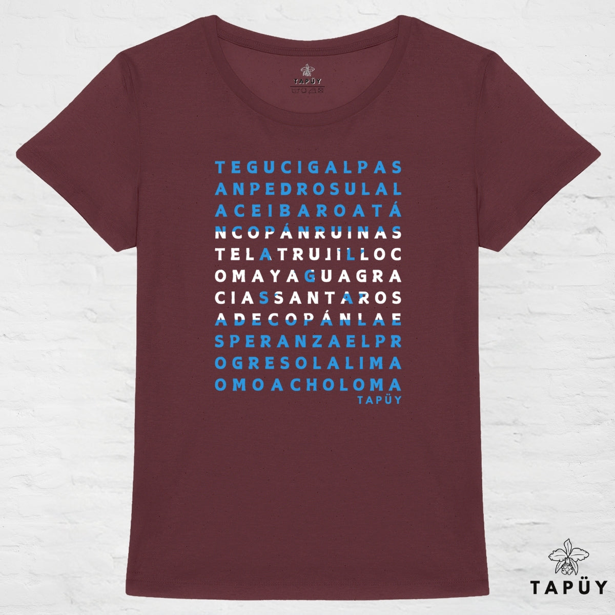 T-Shirt Femme Ciudades de Honduras Bordeaux / XS de la marque Tapüy