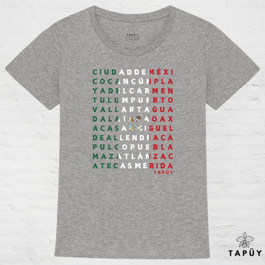 T-Shirt Femme Ciudades de México Gris / XS de la marque Tapüy