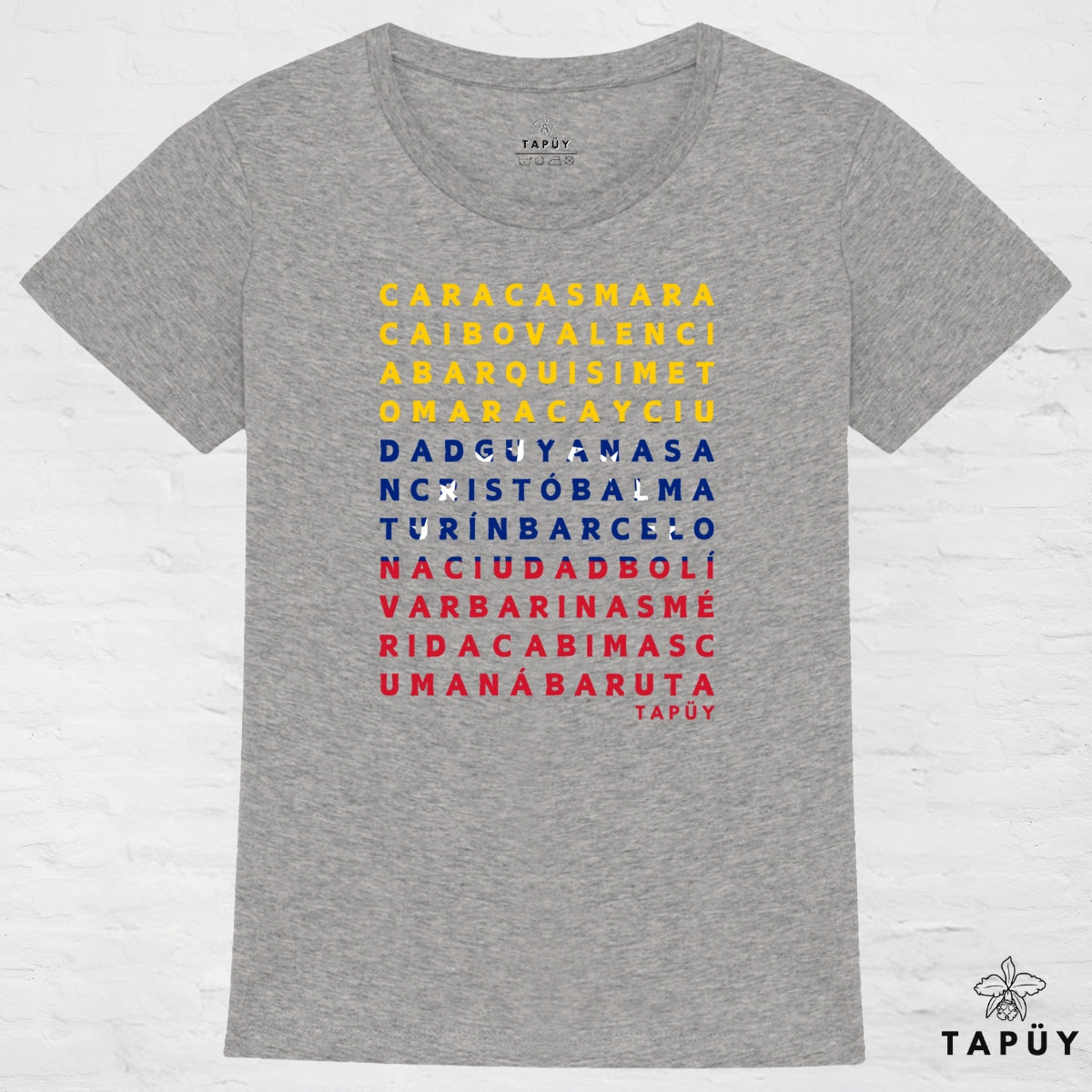 T-Shirt Femme Ciudades de Venezuela Gris / XS de la marque Tapüy