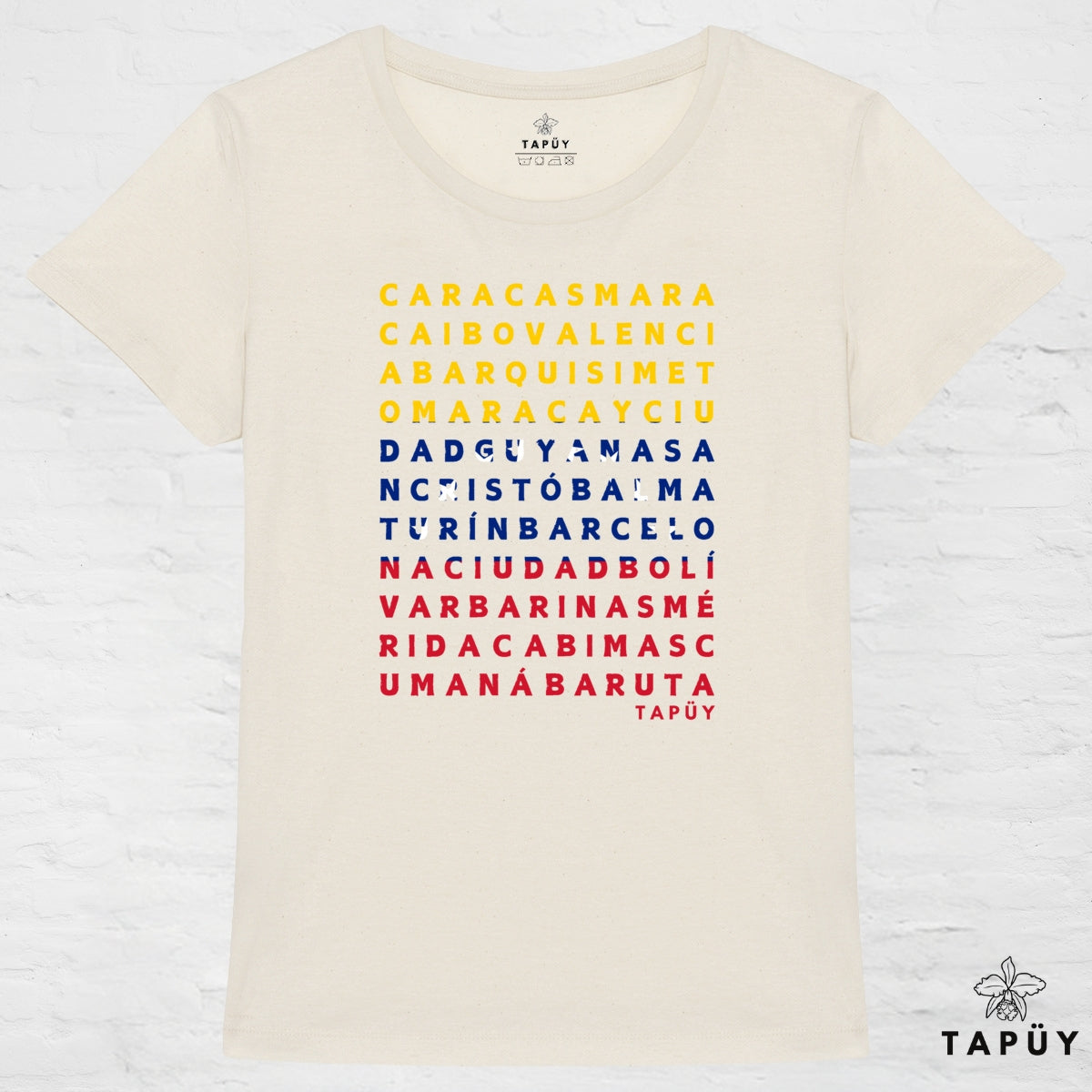 T-Shirt Femme Ciudades de Venezuela Naturel / XS de la marque Tapüy