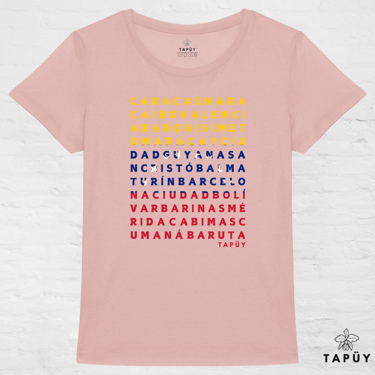 T-Shirt Femme Ciudades de Venezuela Rose / XS de la marque Tapüy