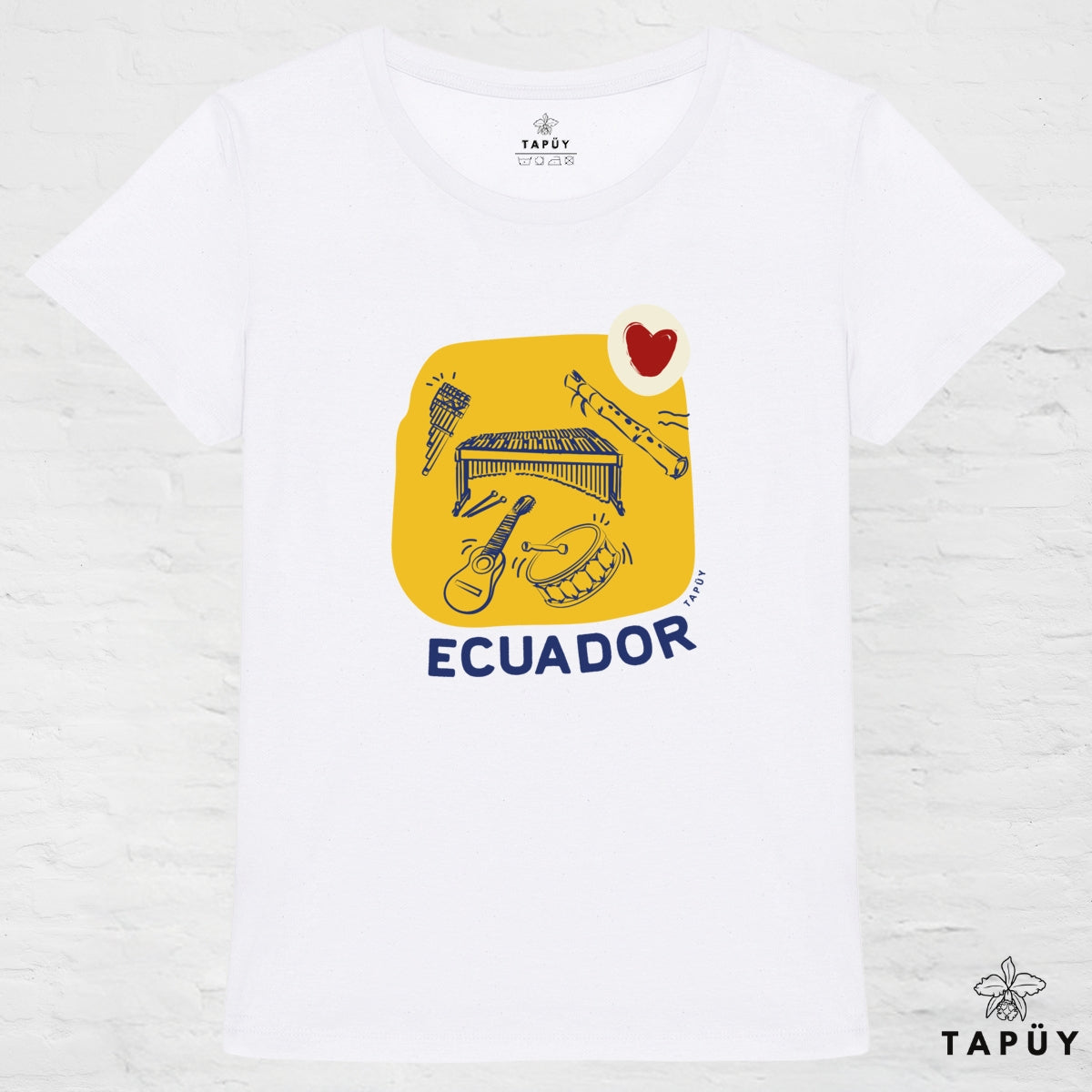 T-Shirt Femme Folklore de Ecuador Blanc / XS de la marque Tapüy