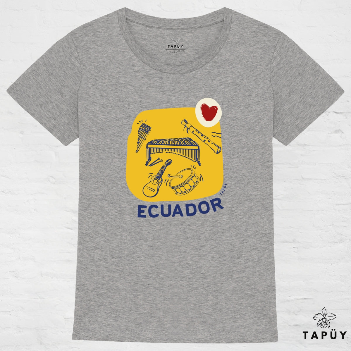 T-Shirt Femme Folklore de Ecuador Gris / XS de la marque Tapüy