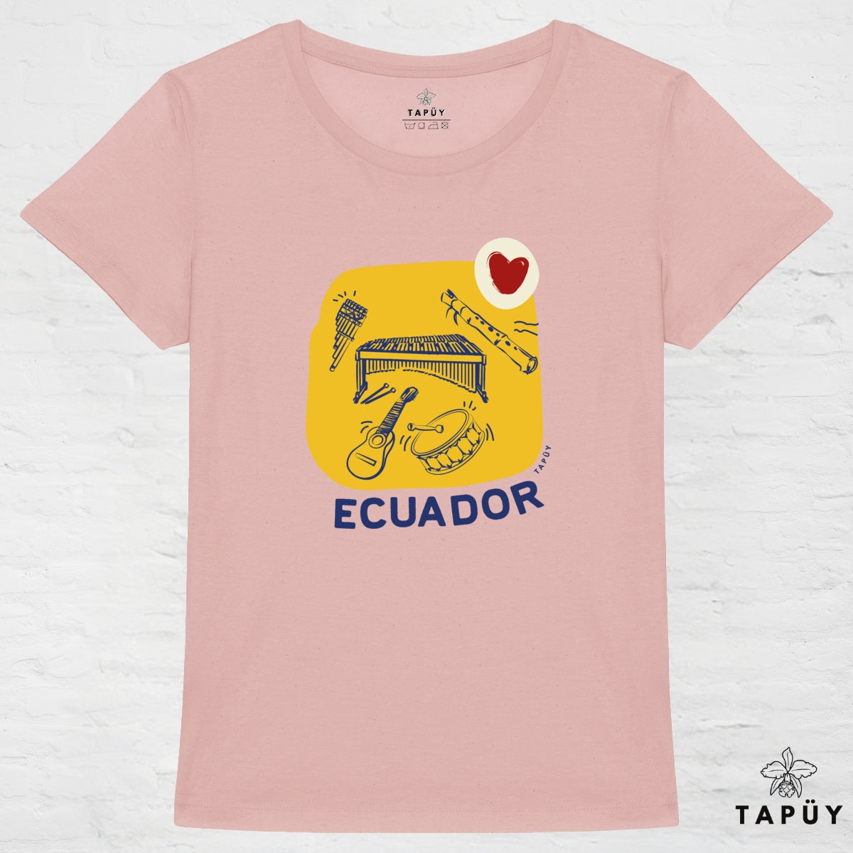 T-Shirt Femme Folklore de Ecuador Rose / XS de la marque Tapüy