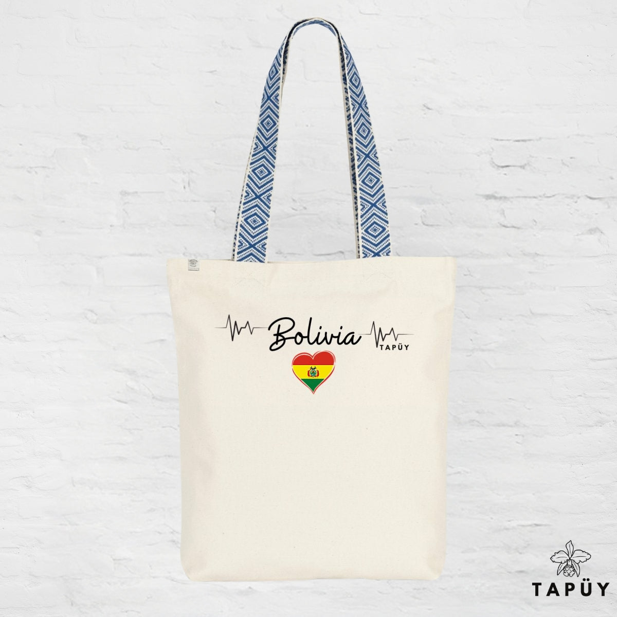 Tote bag I Love Bolivia Bleu de la marque Tapüy