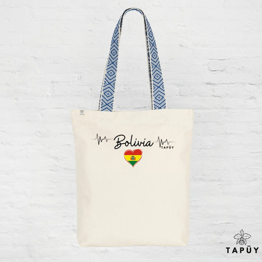 Tote bag I Love Bolivia Bleu de la marque Tapüy