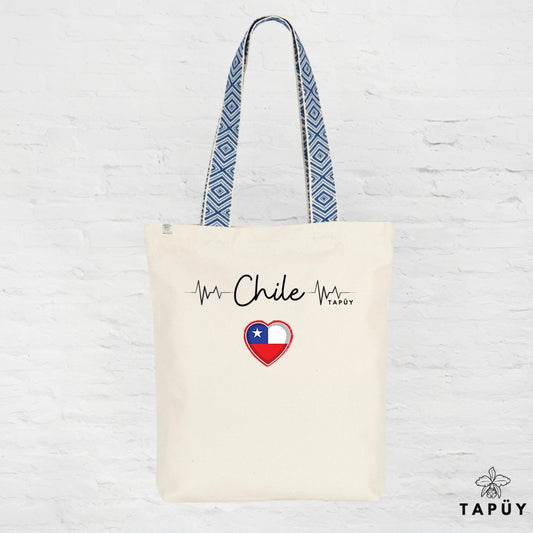 Tote bag I Love Chile Bleu de la marque Tapüy