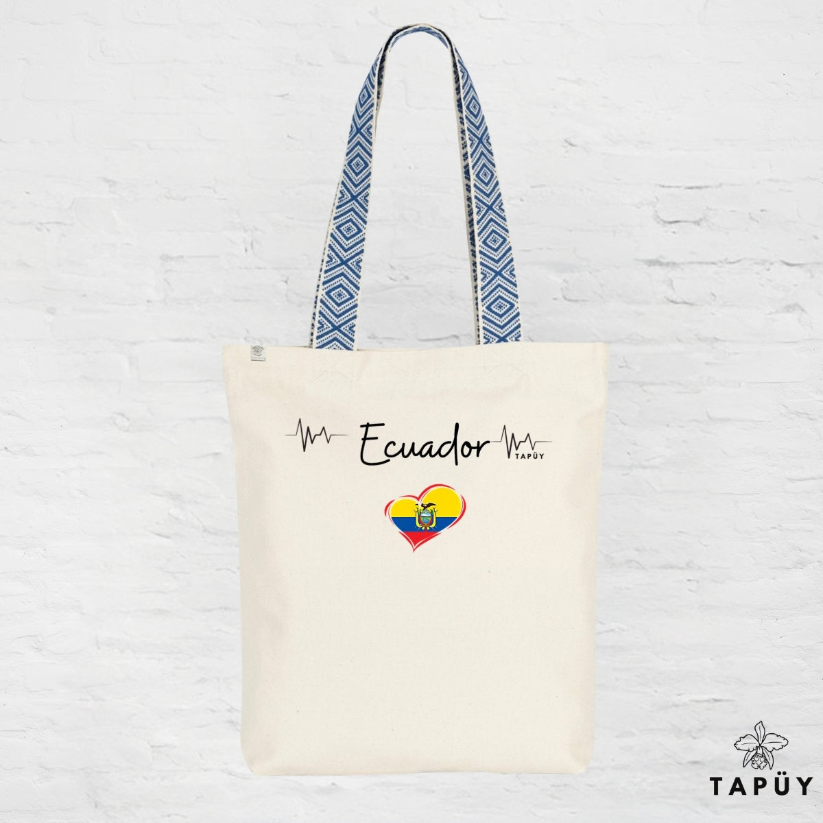 Tote bag I Love Ecuador Bleu de la marque Tapüy