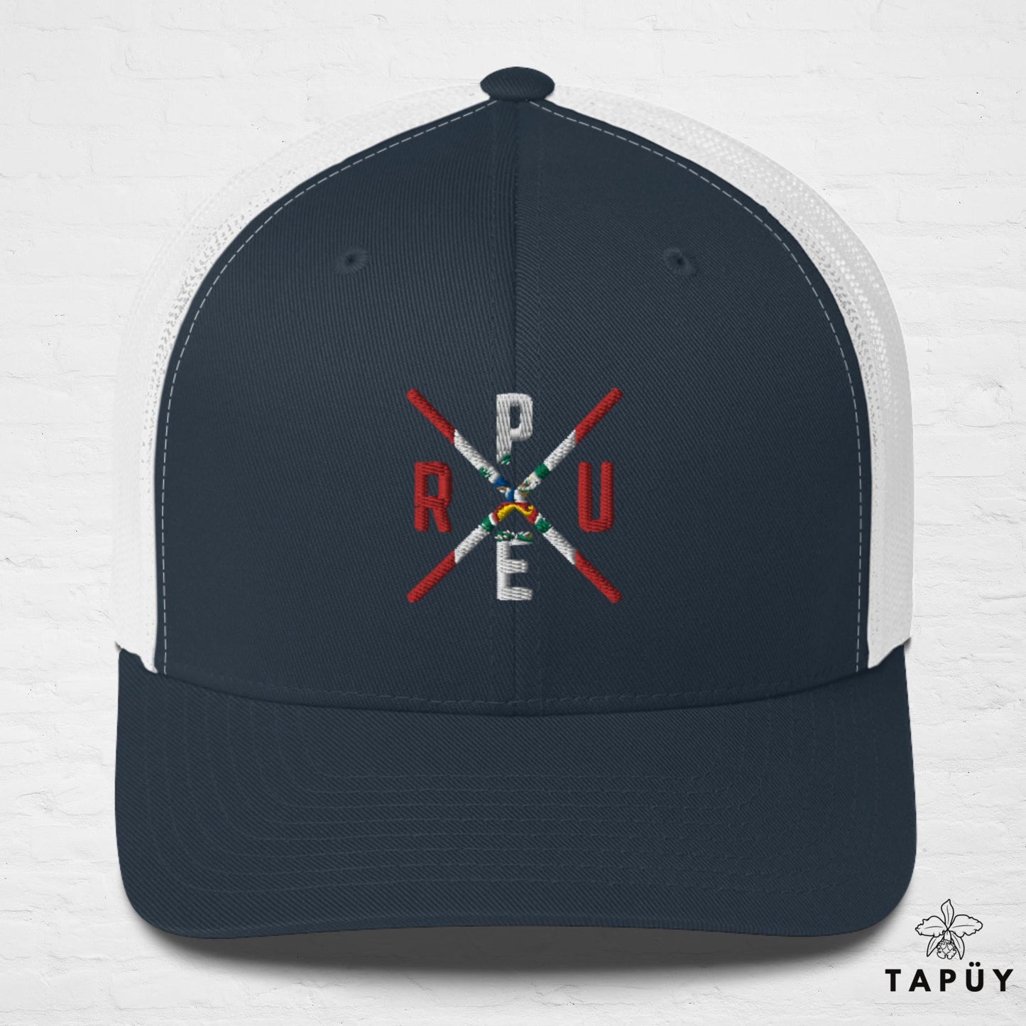 Casquette Trucker Pérou - PERU Bleu Marine / Blanc de la marque Tapüy