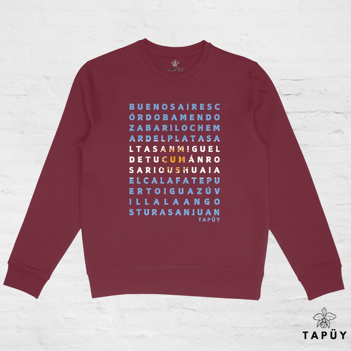 Sweatshirt homme ciudades de argentina bordeaux Tapüy