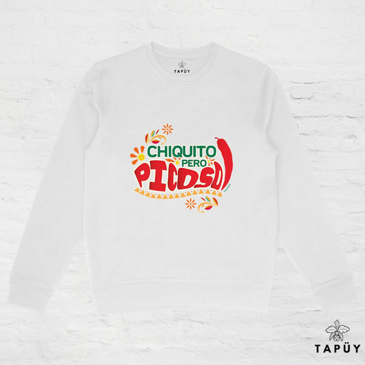 Sweatshirt Unisexe Chiquito pero Piquoso! Blanc / XS de la marque Tapüy