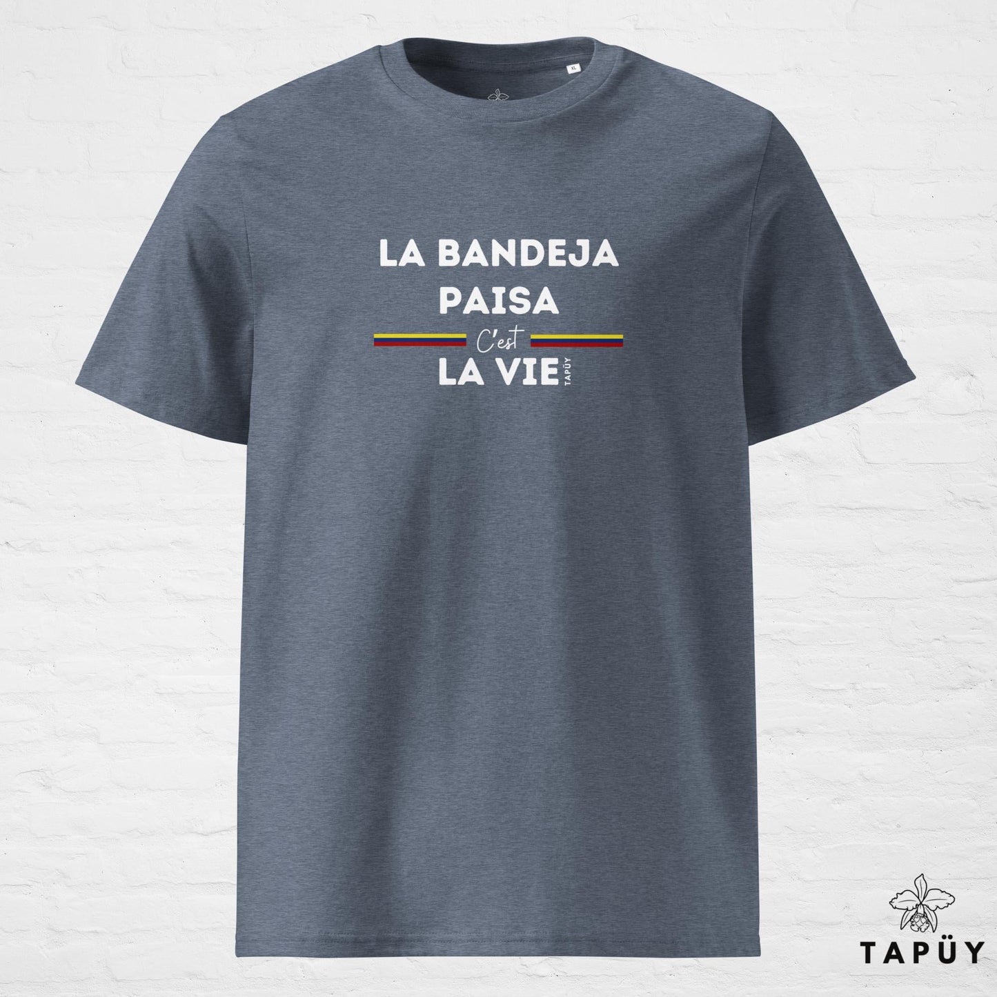 T-Shirt Homme La Bandeja Paisa C’est La Vie Bleu Foncé Chiné / S de la marque Tapüy