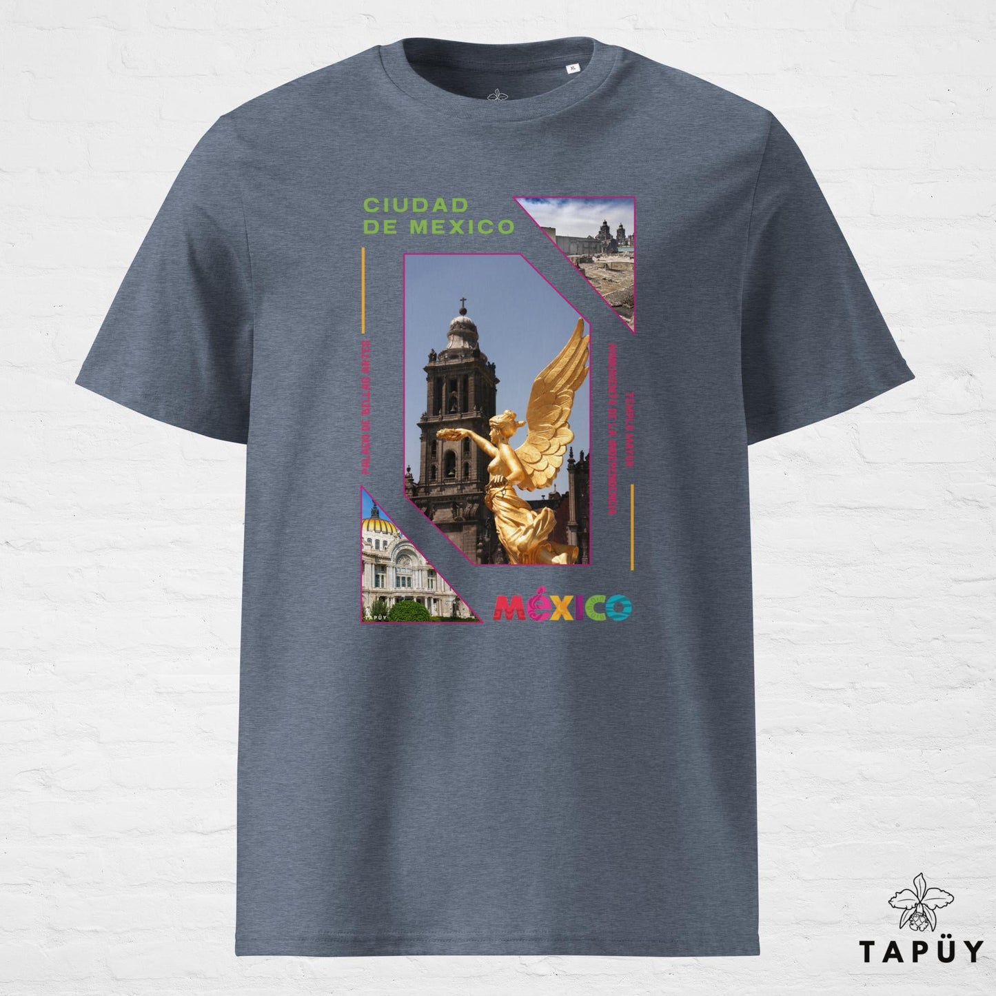 T-Shirt Homme Capital Ciudad de México Bleu Foncé Chiné / S de la marque Tapüy