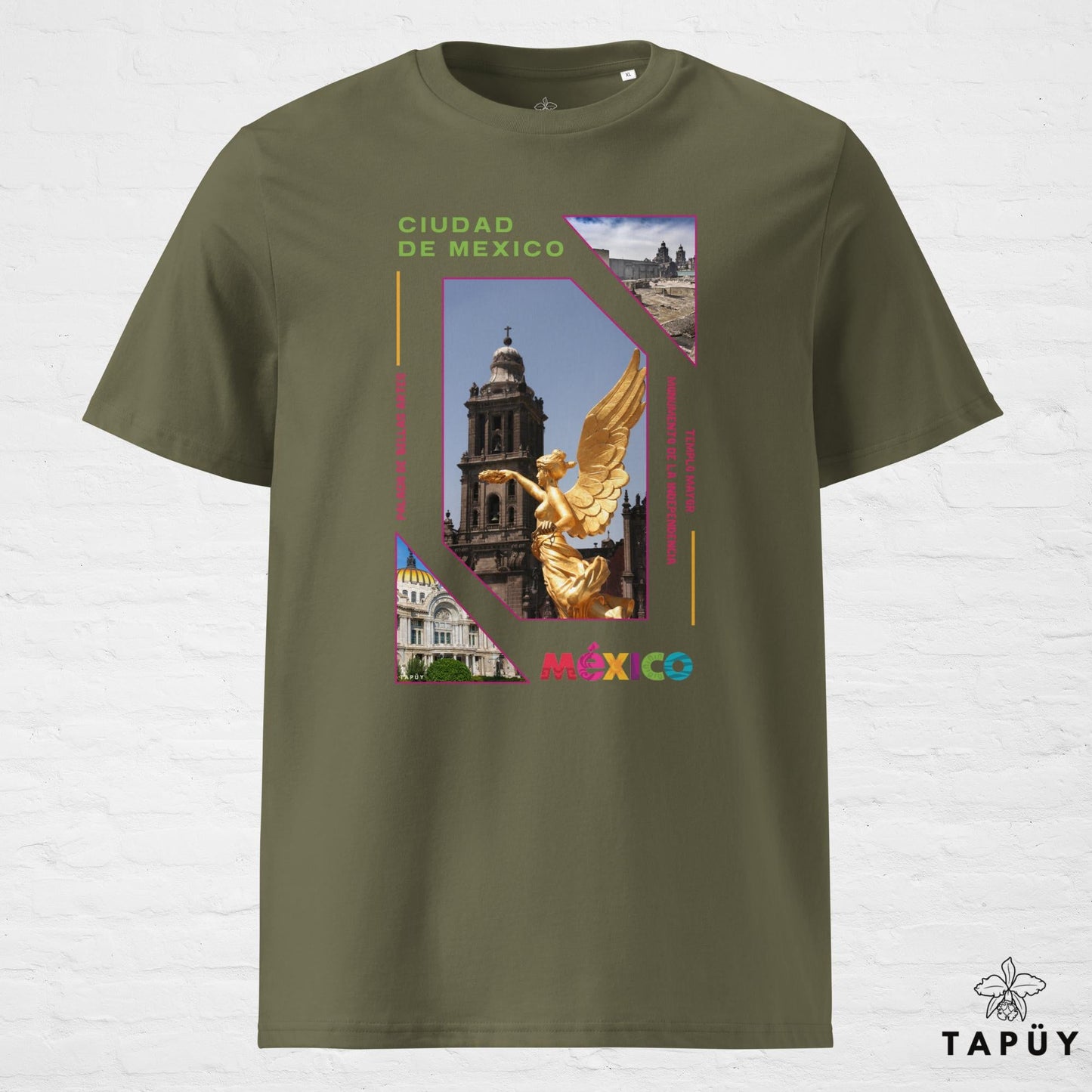 T-Shirt Homme Capital Ciudad de México Kaki / S de la marque Tapüy