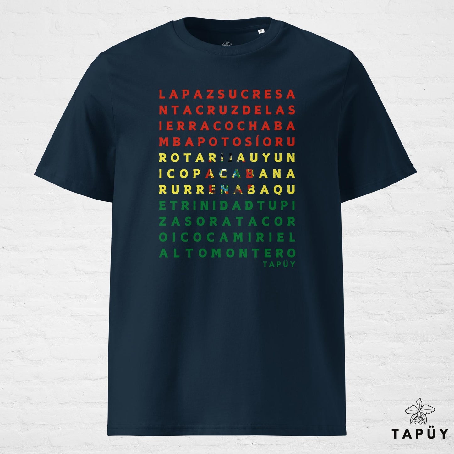 T-Shirt Homme Ciudades de Bolivia Bleu Marine / S de la marque Tapüy