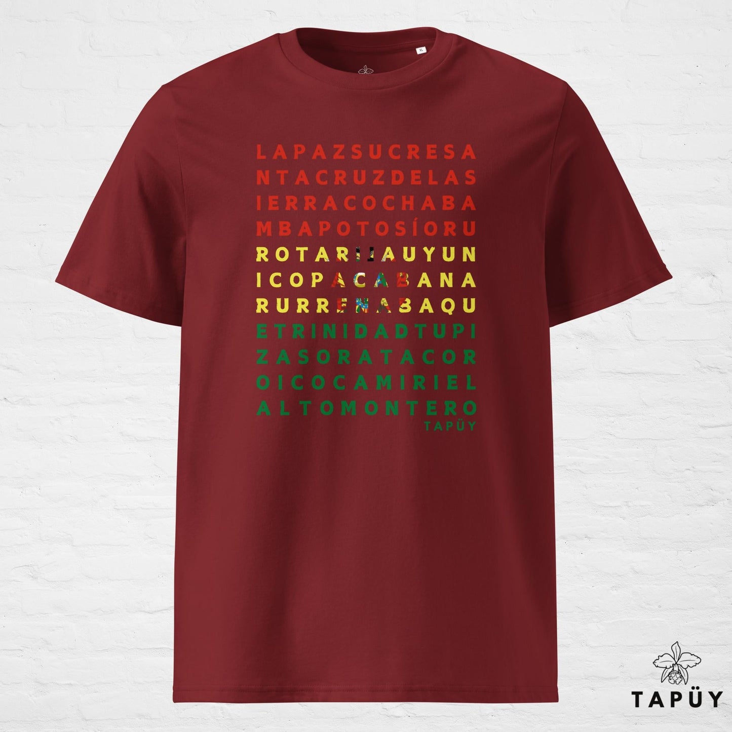 T-Shirt Homme Ciudades de Bolivia Bordeaux / S de la marque Tapüy