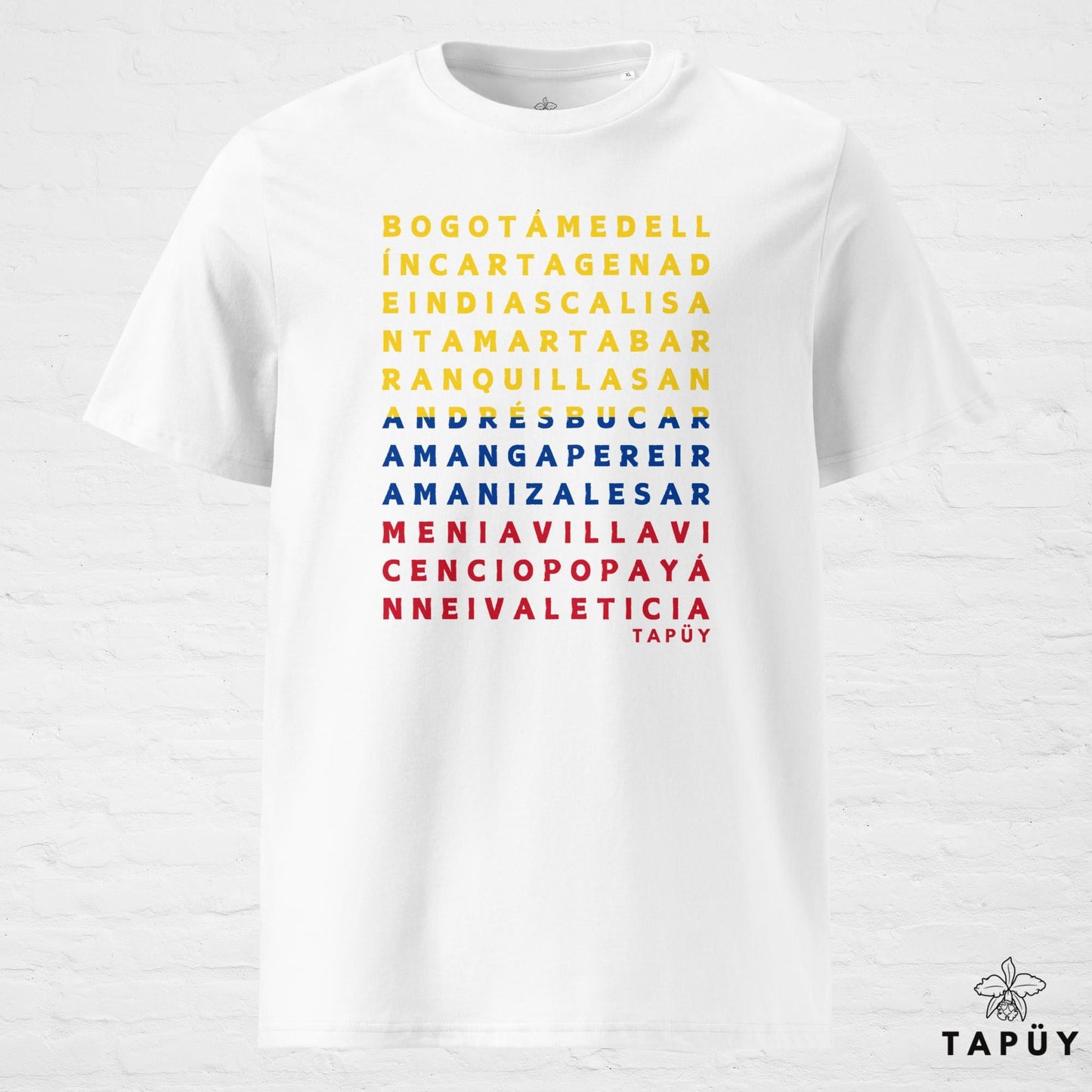 T-Shirt Homme Ciudades de Colombia Blanc / S de la marque Tapüy