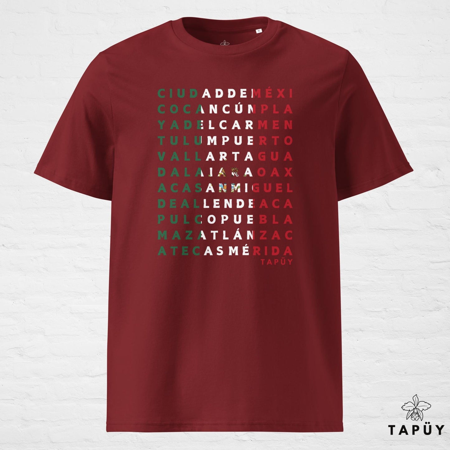 T-Shirt Homme Ciudades de México Bordeaux / S de la marque Tapüy