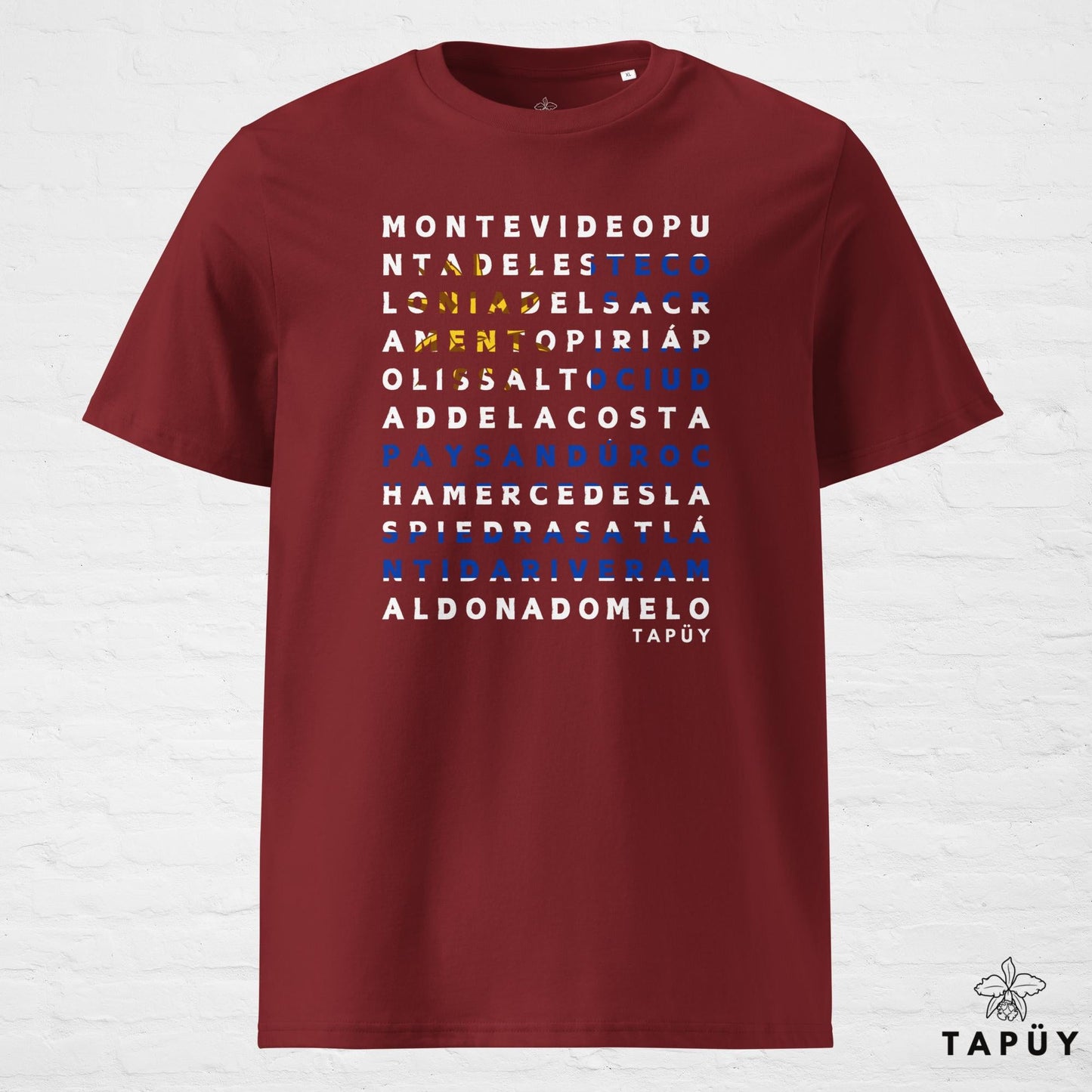 T-Shirt Homme Ciudades de Uruguay Bordeaux / S de la marque Tapüy