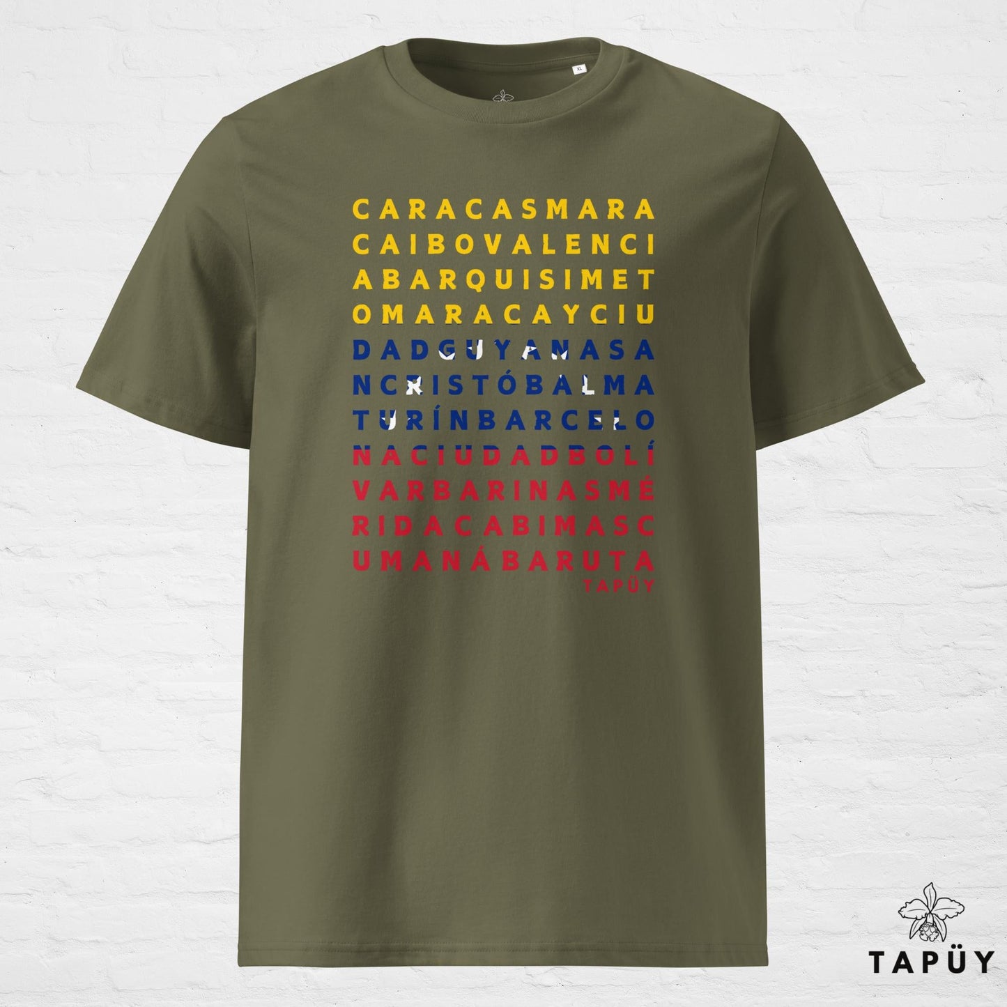 T-Shirt Homme Ciudades de Venezuela Kaki / S de la marque Tapüy