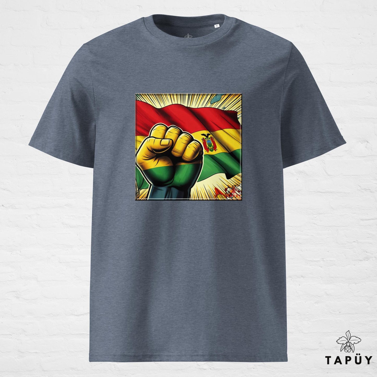 T-Shirt Homme Comics Viva Bolivia Bleu Foncé Chiné / S de la marque Tapüy