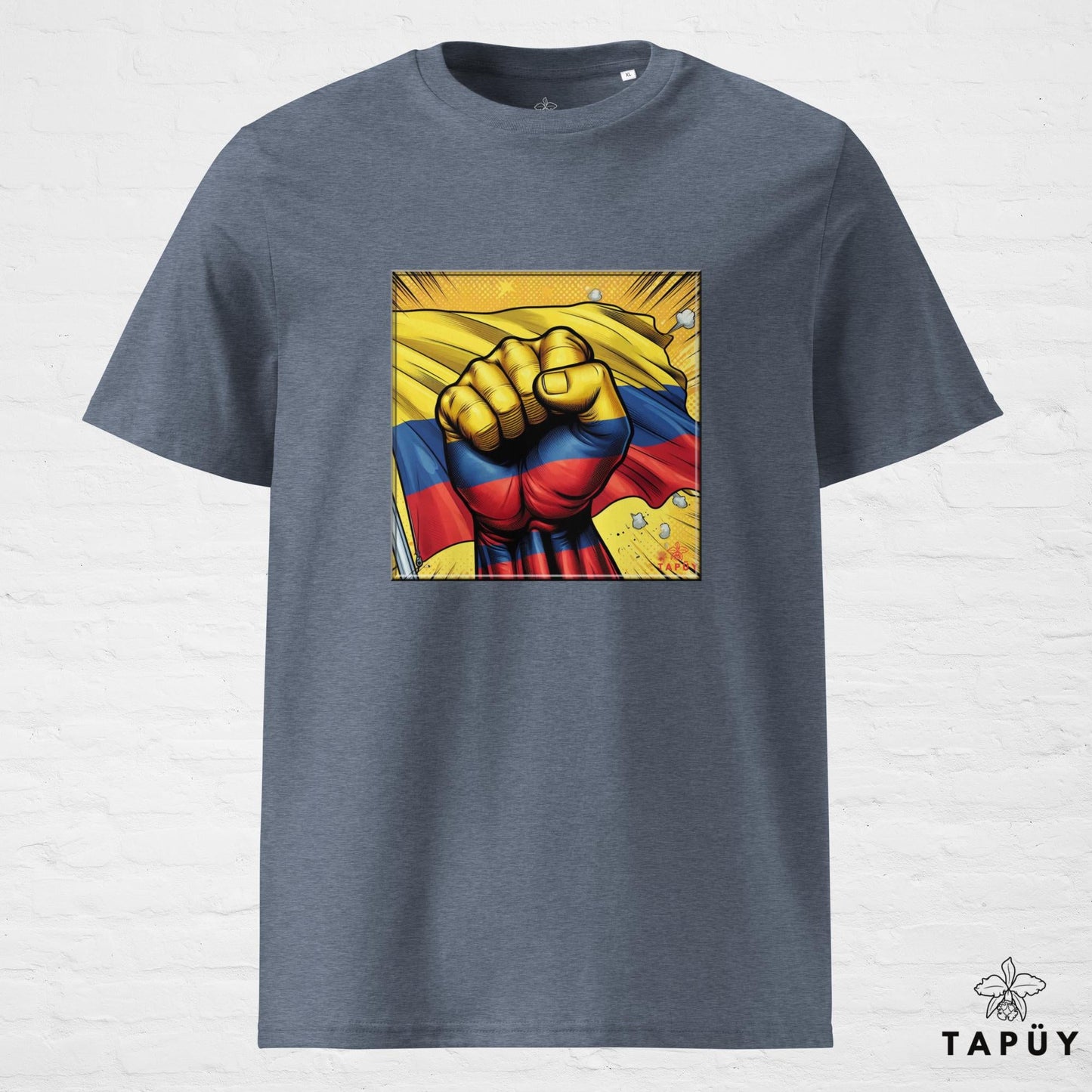 T-Shirt Homme Comics Viva Colombia Bleu Foncé Chiné / S de la marque Tapüy