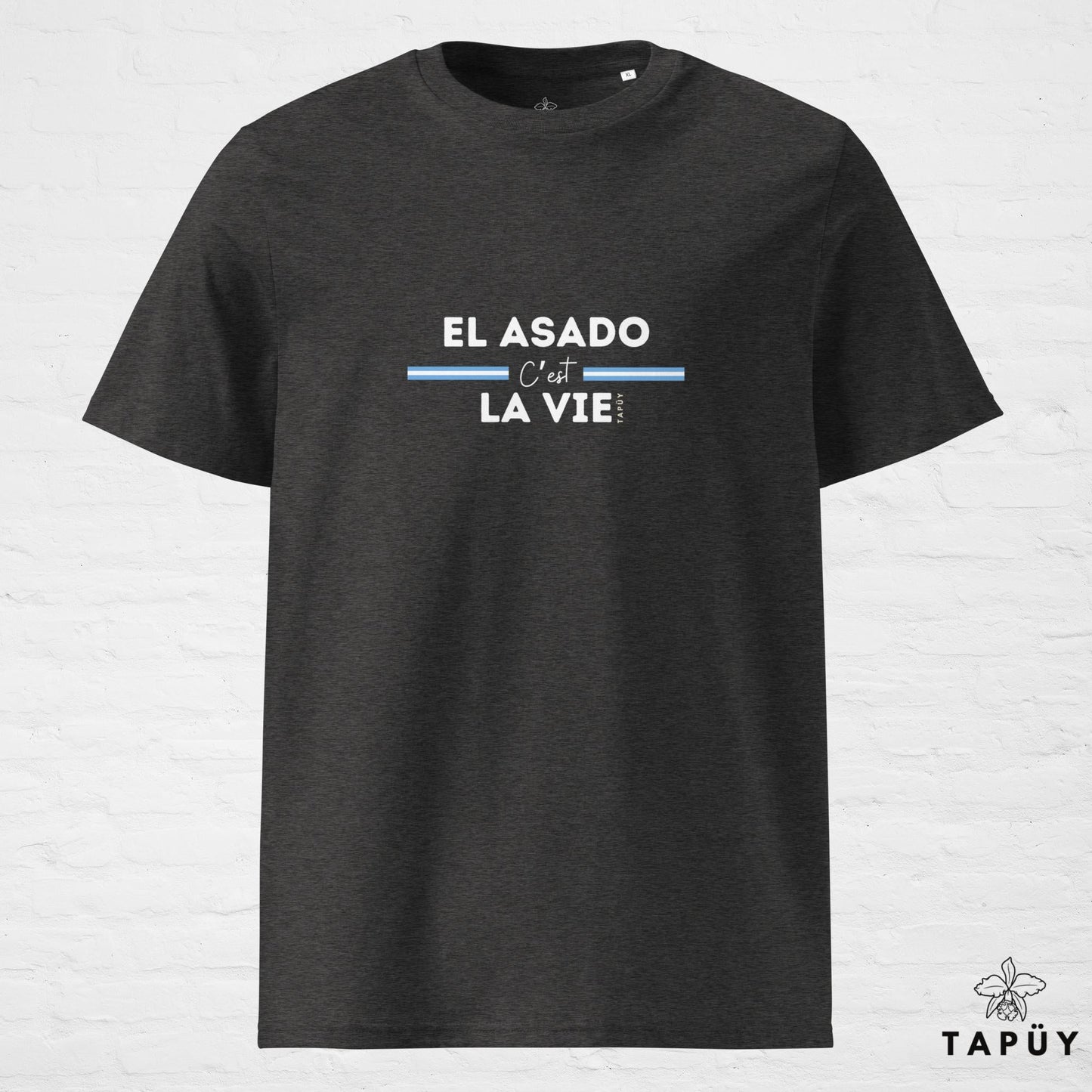 T-Shirt Homme El Asado C’est La Vie Gris Foncé Chiné / S de la marque Tapüy