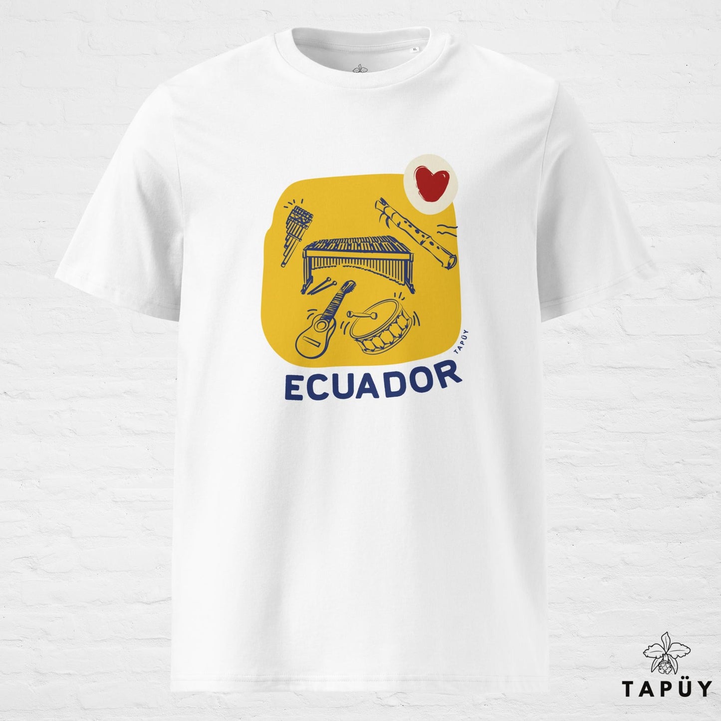 T-Shirt Homme Folklore de Ecuador Blanc / S de la marque Tapüy