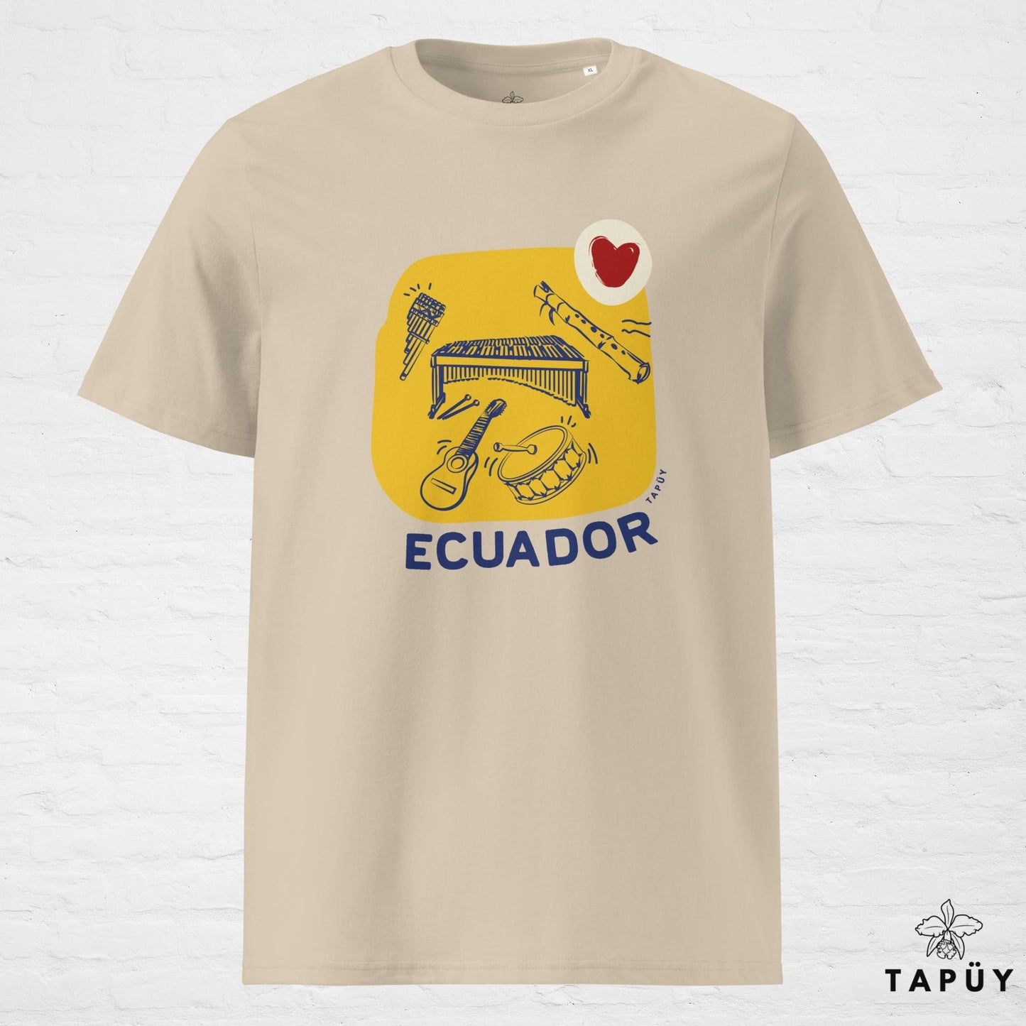 T-Shirt Homme Folklore de Ecuador Desert Dust / S de la marque Tapüy