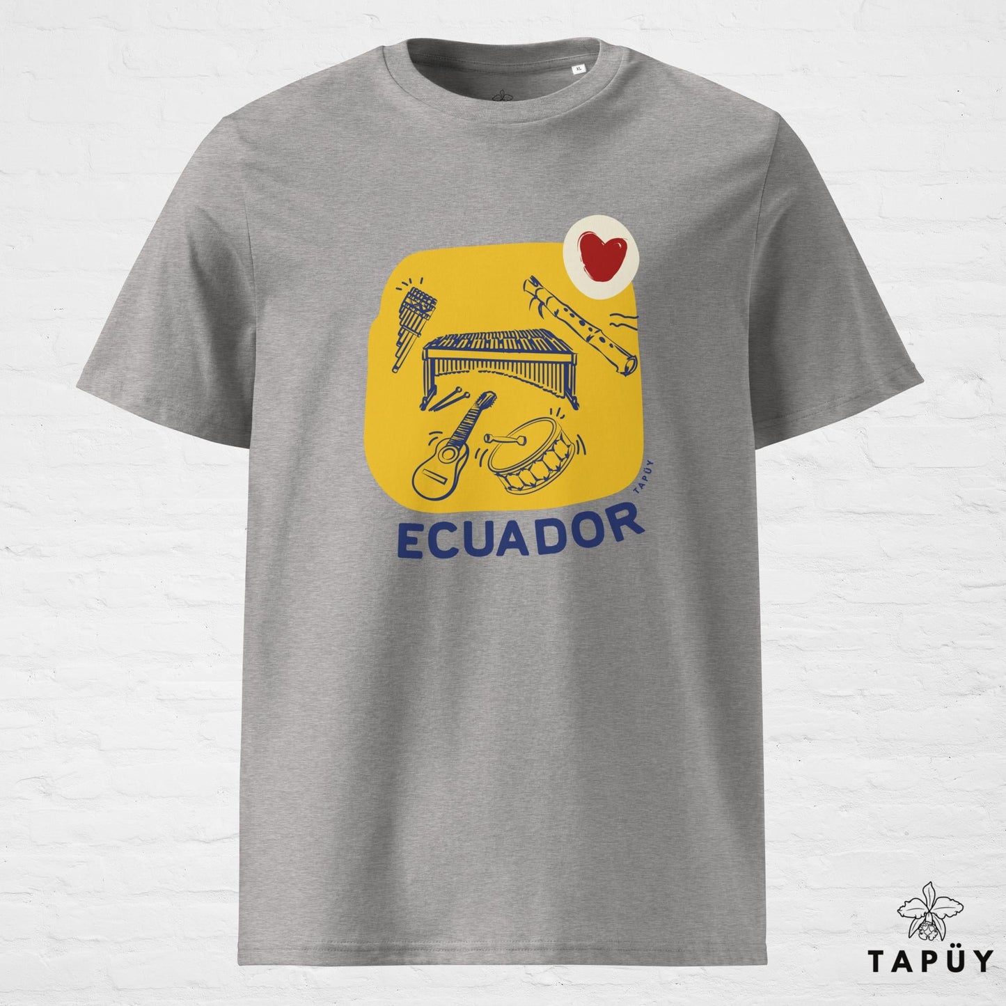 T-Shirt Homme Folklore de Ecuador Gris Chiné / S de la marque Tapüy