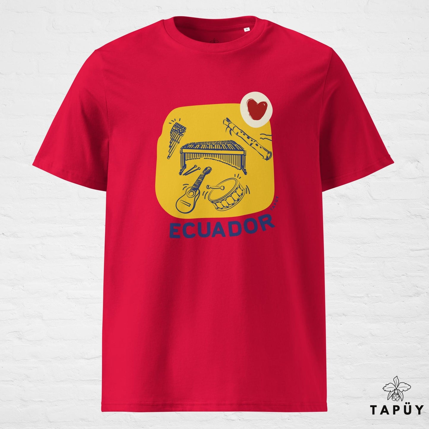 T-Shirt Homme Folklore de Ecuador Rouge / S de la marque Tapüy