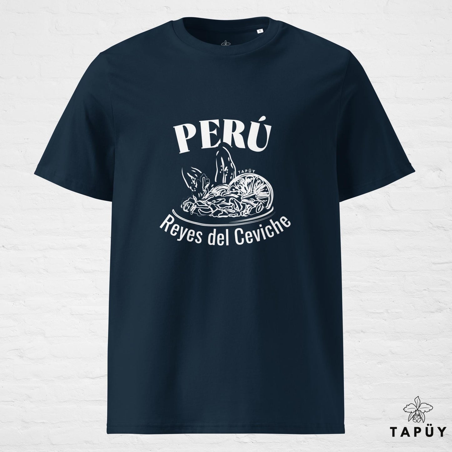 T-Shirt Homme Reyes del Ceviche Bleu Marine / S de la marque Tapüy