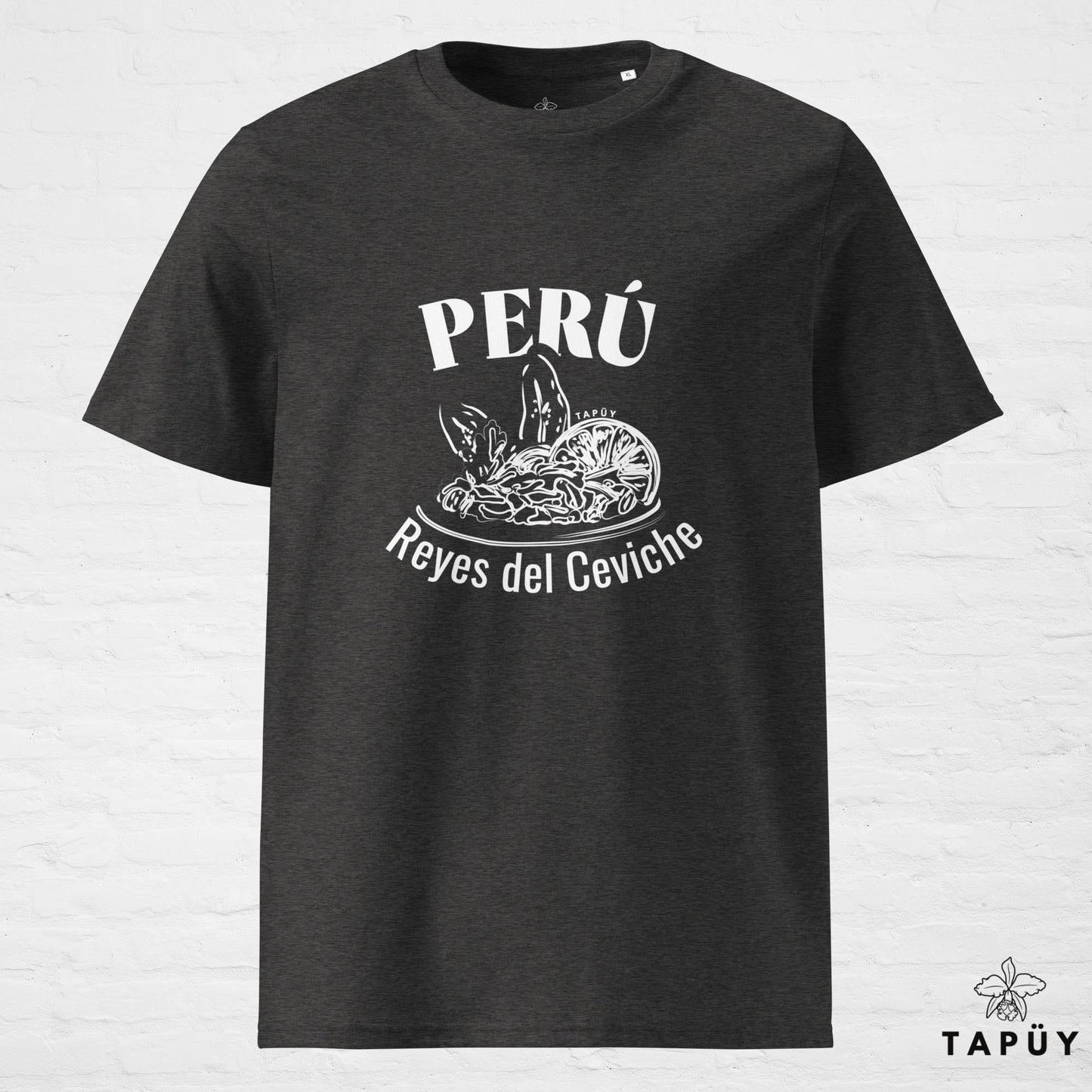 T-Shirt Homme Reyes del Ceviche Gris Foncé Chiné / S de la marque Tapüy